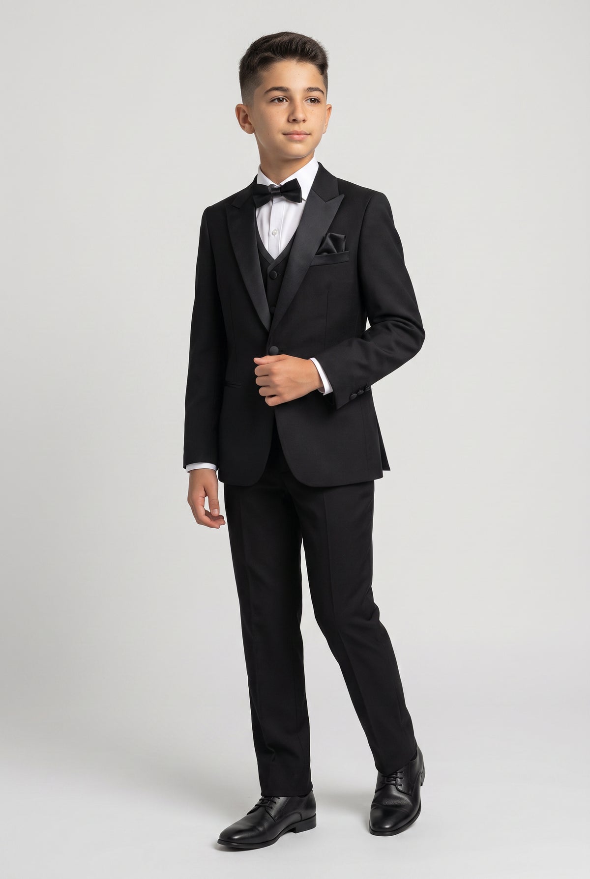 Boys Peak Lapel Tuxedo Dinner Suit - HARRY Black - Black