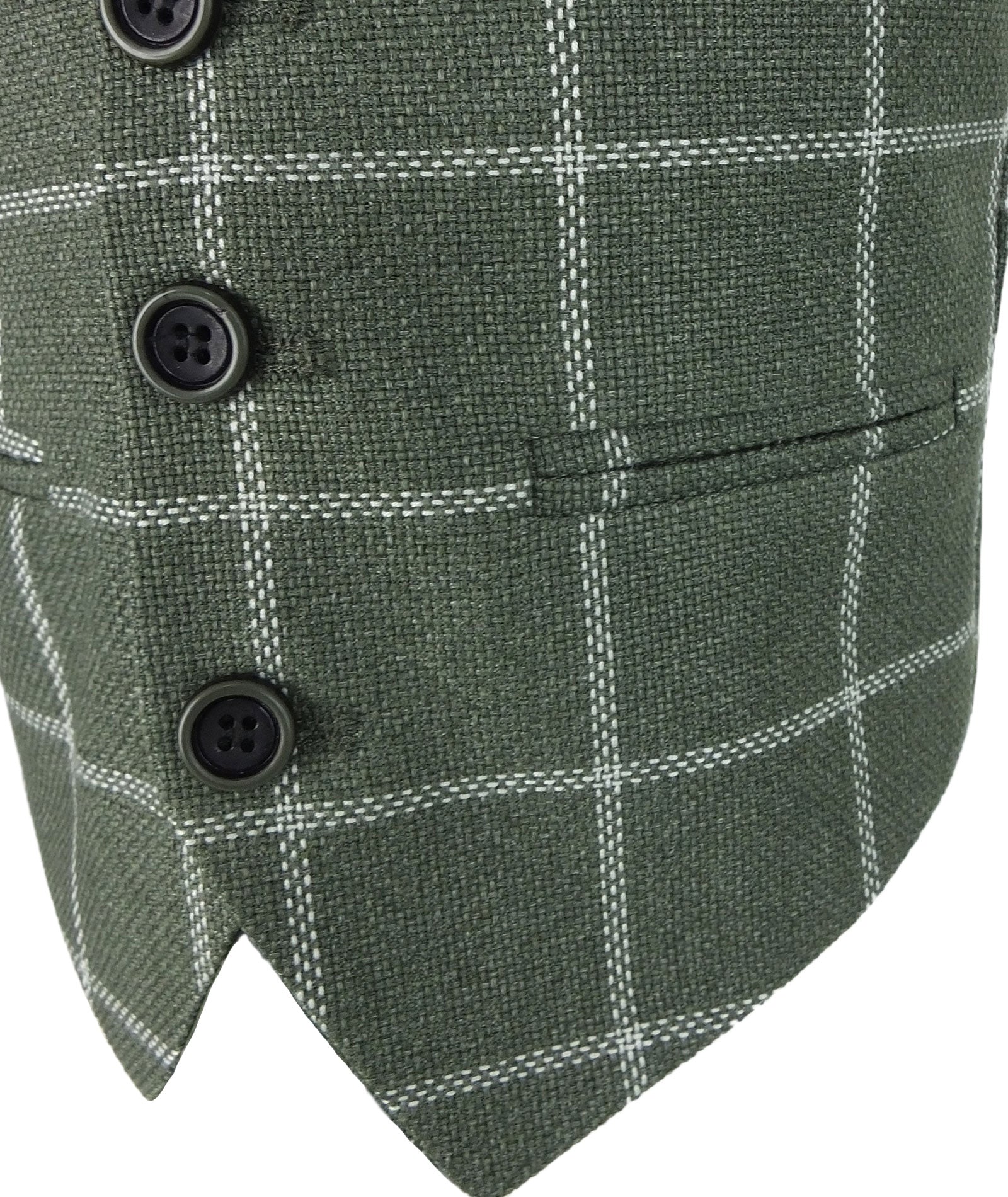 Boys Plaid Check Waistcoat Set - Sage Green