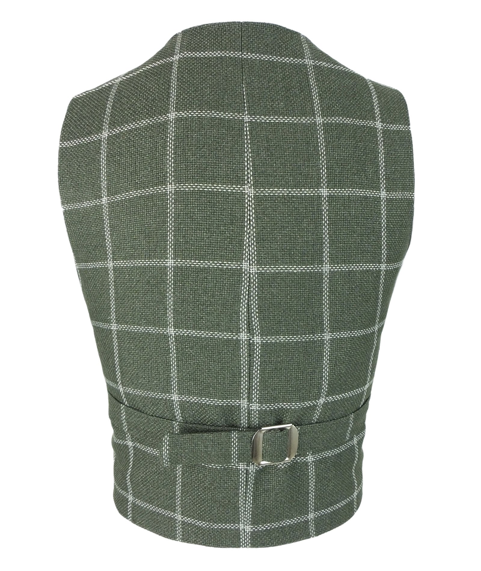 Boys Plaid Check Waistcoat Set - Sage Green