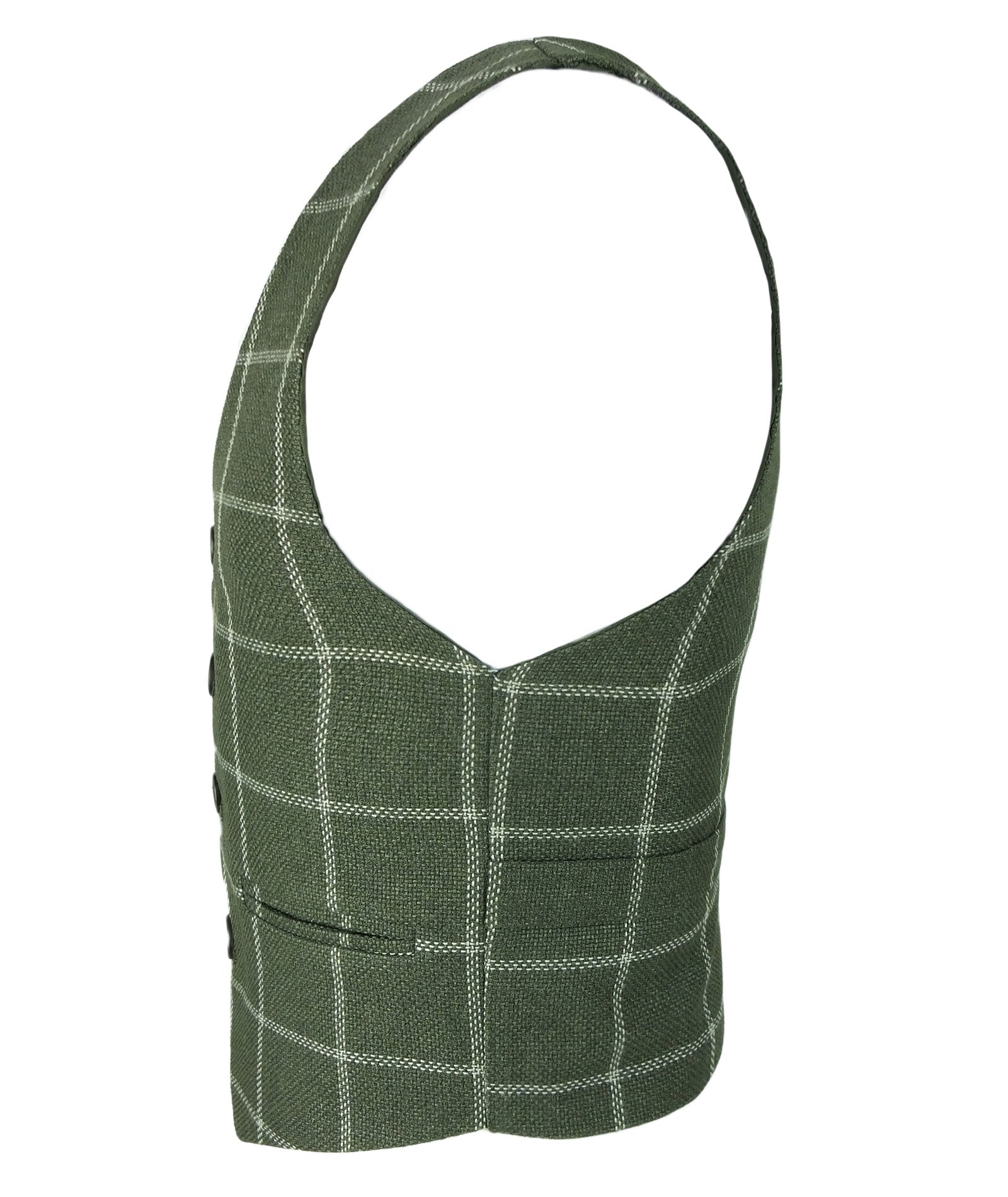 Boys Plaid Check Waistcoat Set - Sage Green