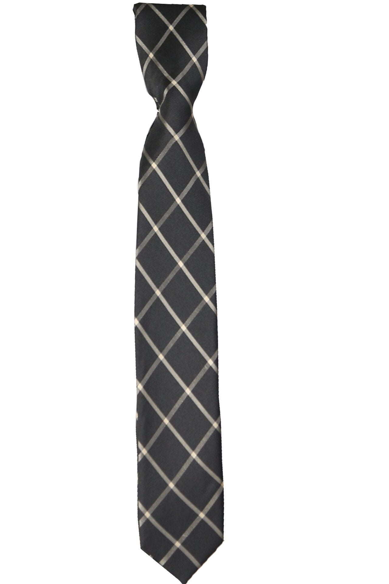 Boys Plaid Checkered Tie Black and Gold
