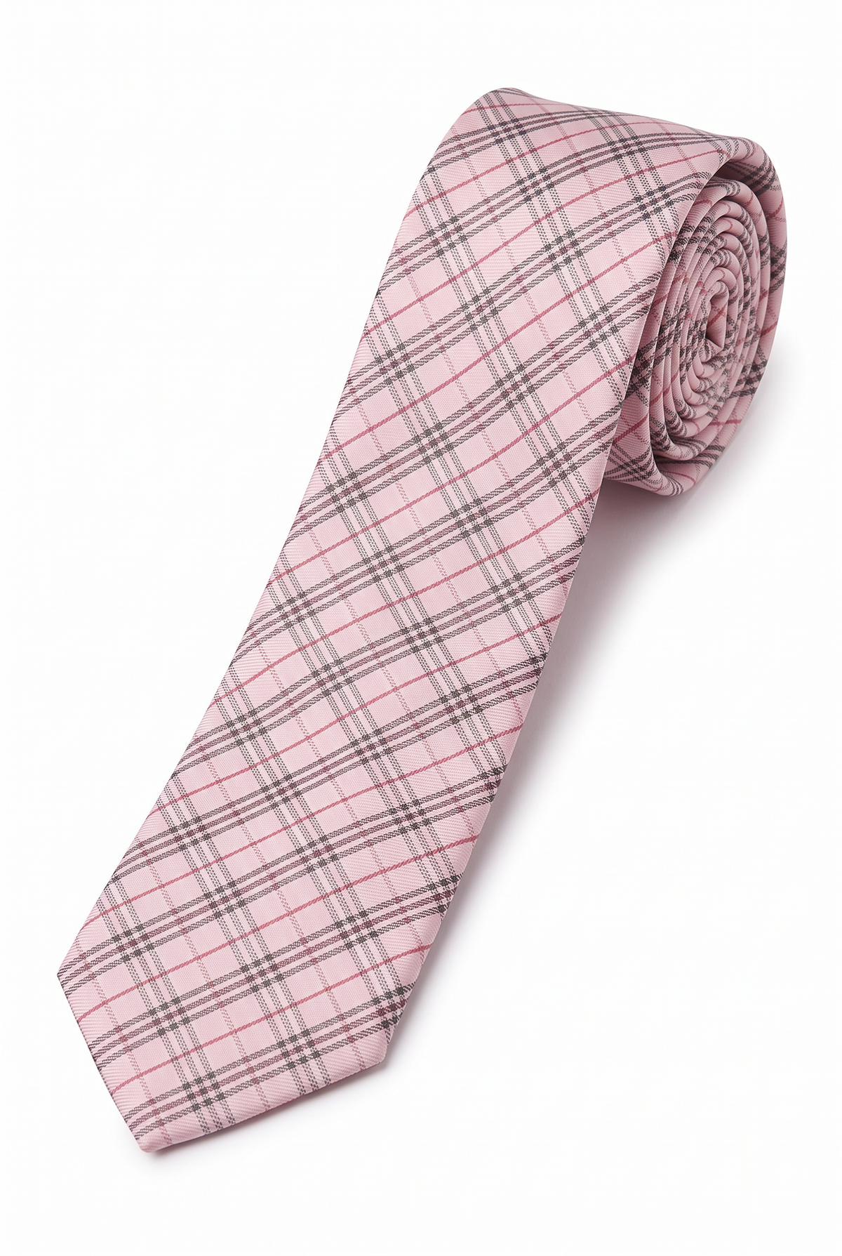 Boys Plaid Checkered Tie Pink and Red