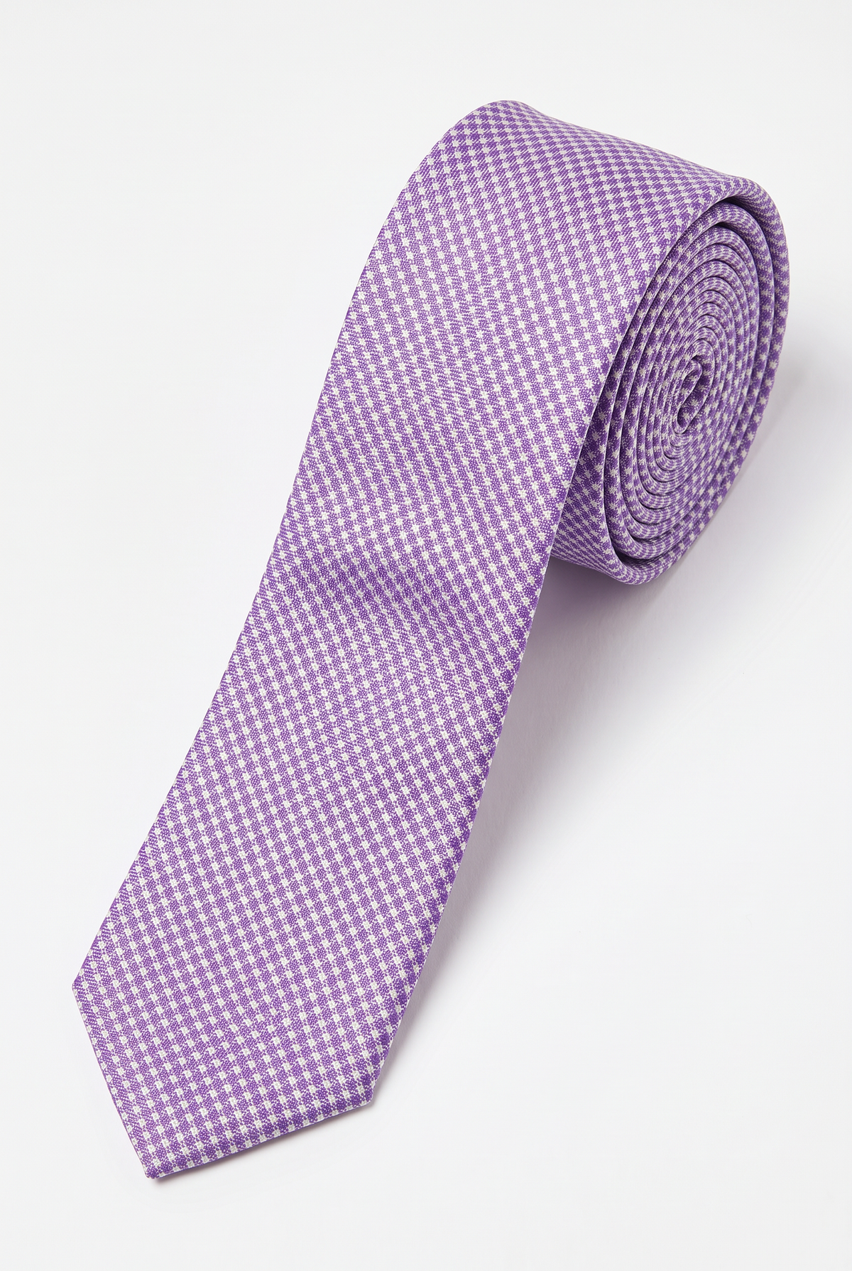 Boys Plaid Checkered Tie  Violet and White