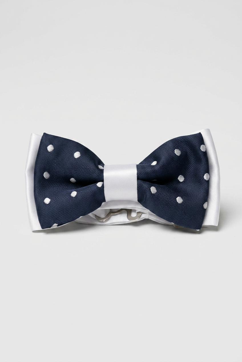 Boys’ Pre-Tied Bow Tie with Adjustable Neck Strap - Navy White