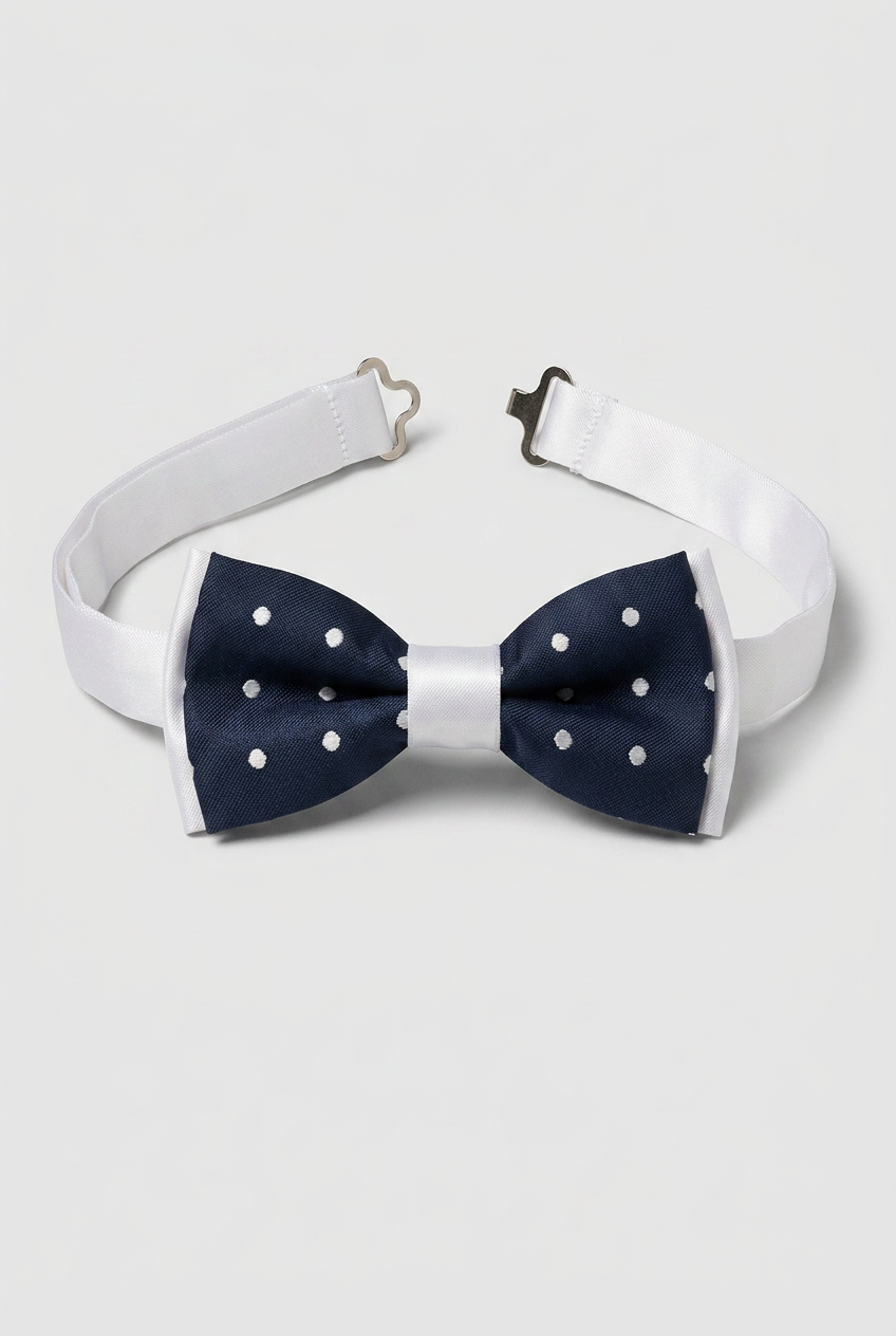 Boys’ Pre-Tied Bow Tie with Adjustable Neck Strap - Navy White