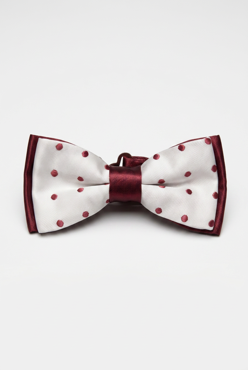 Boys’ Pre-Tied Bow Tie with Adjustable Neck Strap - White Burgundy