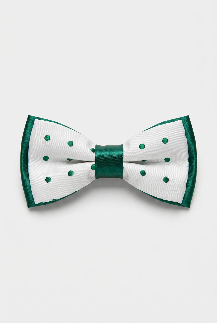 Boys’ Pre-Tied Bow Tie with Adjustable Neck Strap - White Green