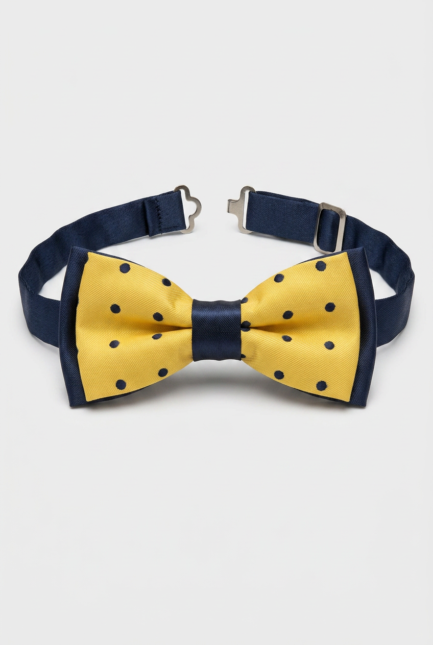 Boys’ Pre-Tied Bow Tie with Adjustable Neck Strap - Yellow Navy