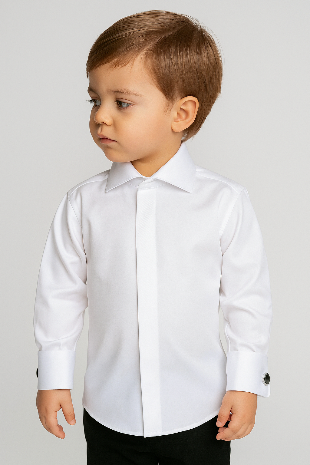 Boys Premium Classic Collar Cufflink Shirt - Ivory