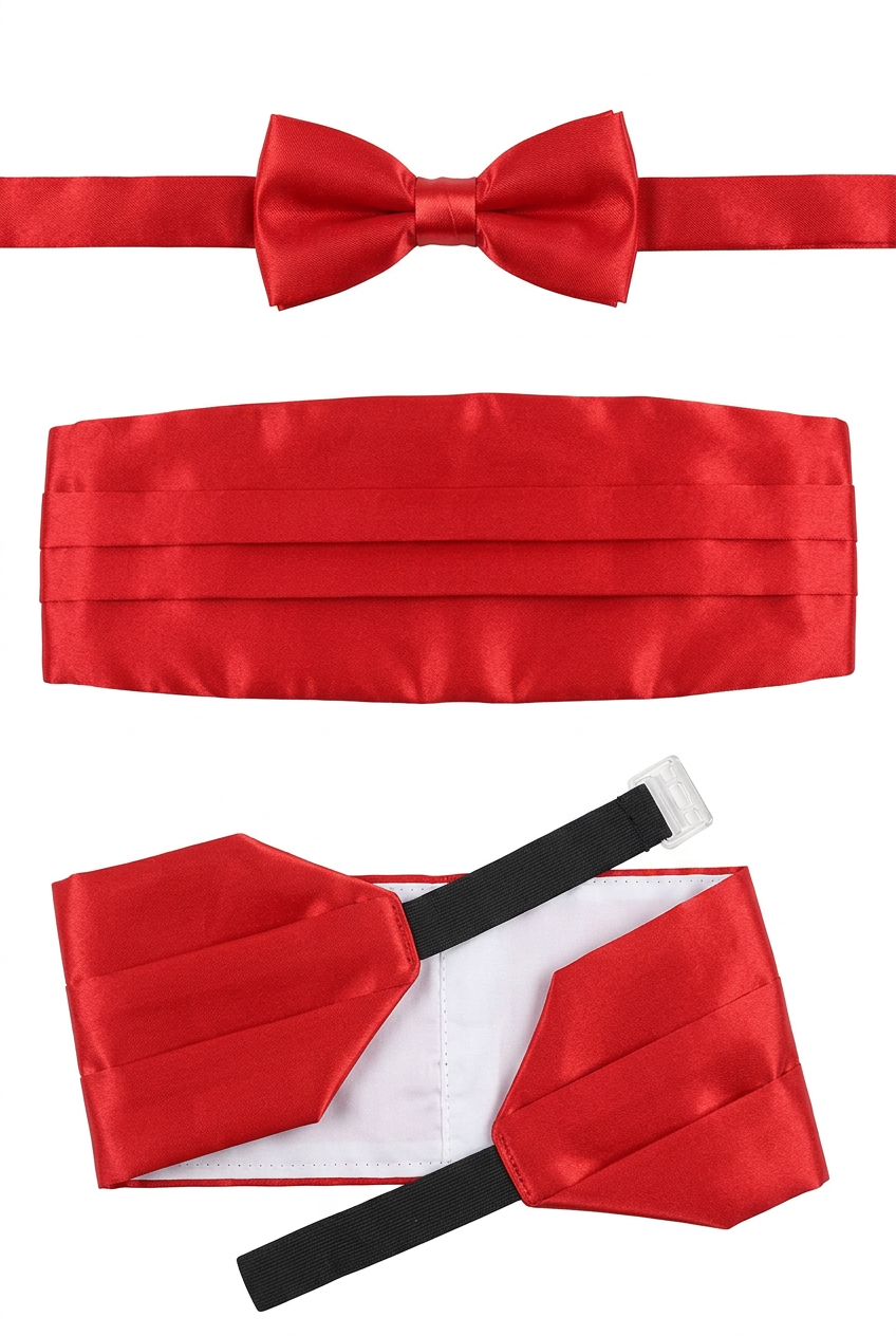 Boys Satin Cummerbund & Bow Tie set - Red