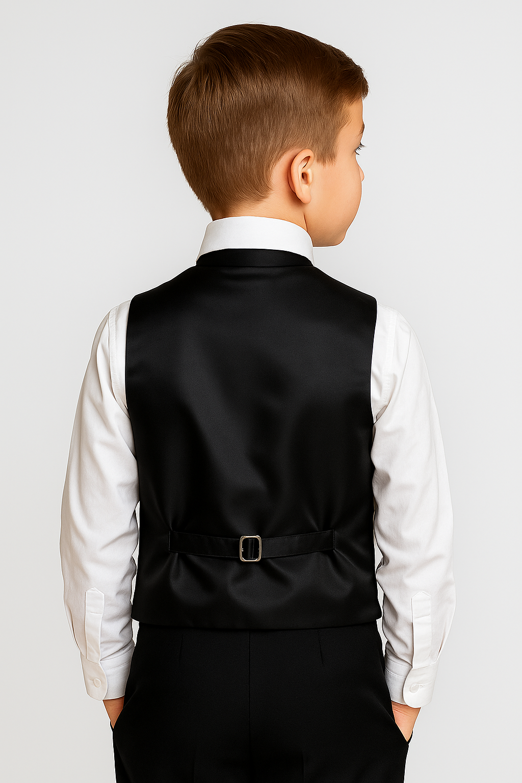 Boys Satin Waistcoat & Cravat Set - Black