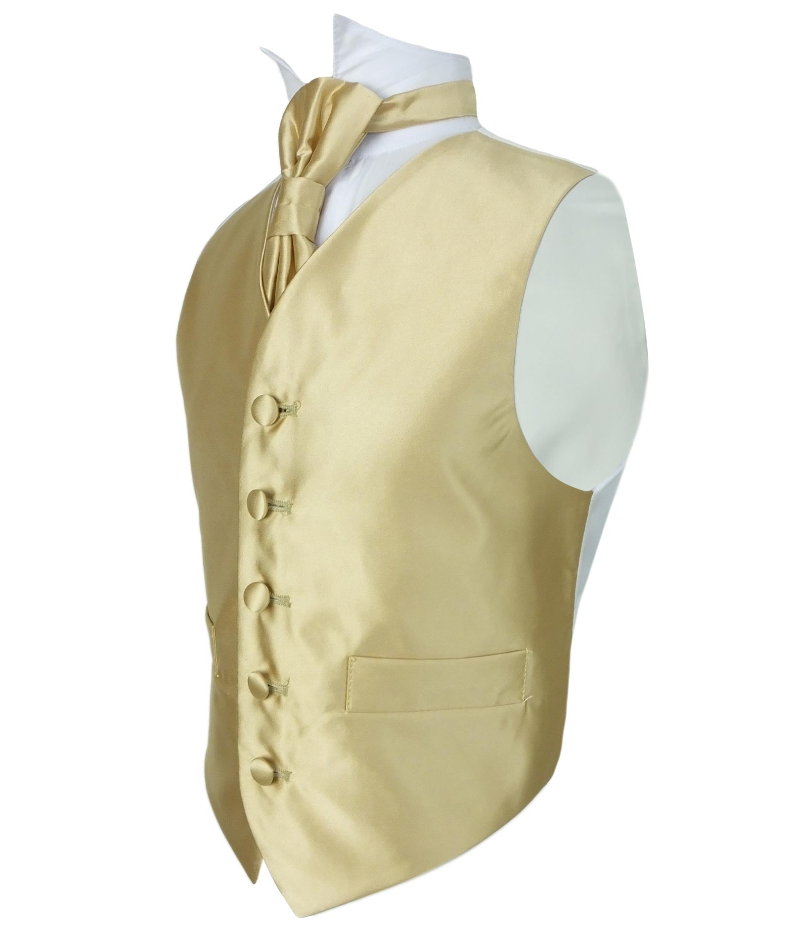 Boys Satin Waistcoat & Cravat Set - Gold