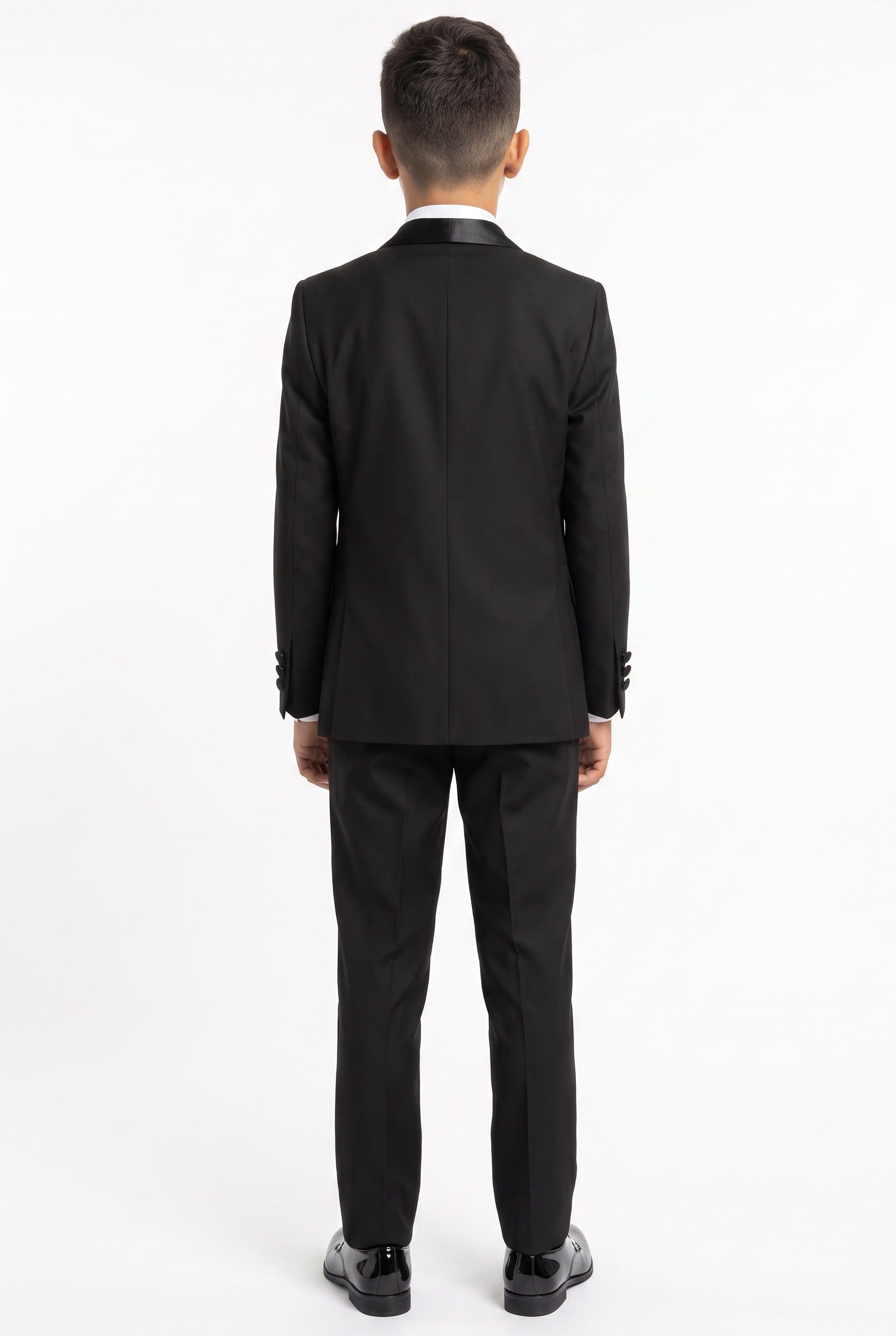 Boys Sheen Lapel Tuxedo Suit - Black