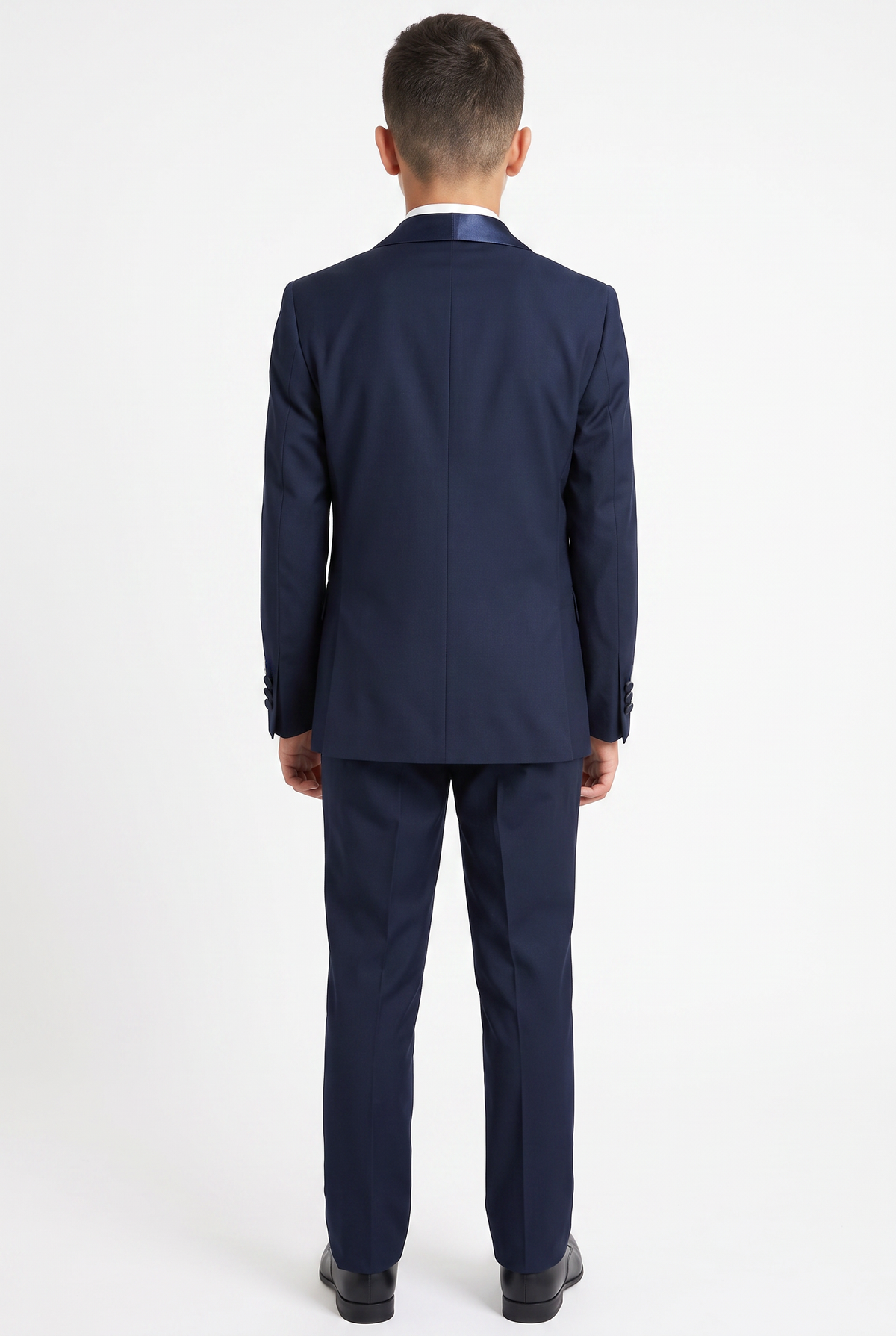 Boys Sheen Lapel Tuxedo Suit - Navy Blue