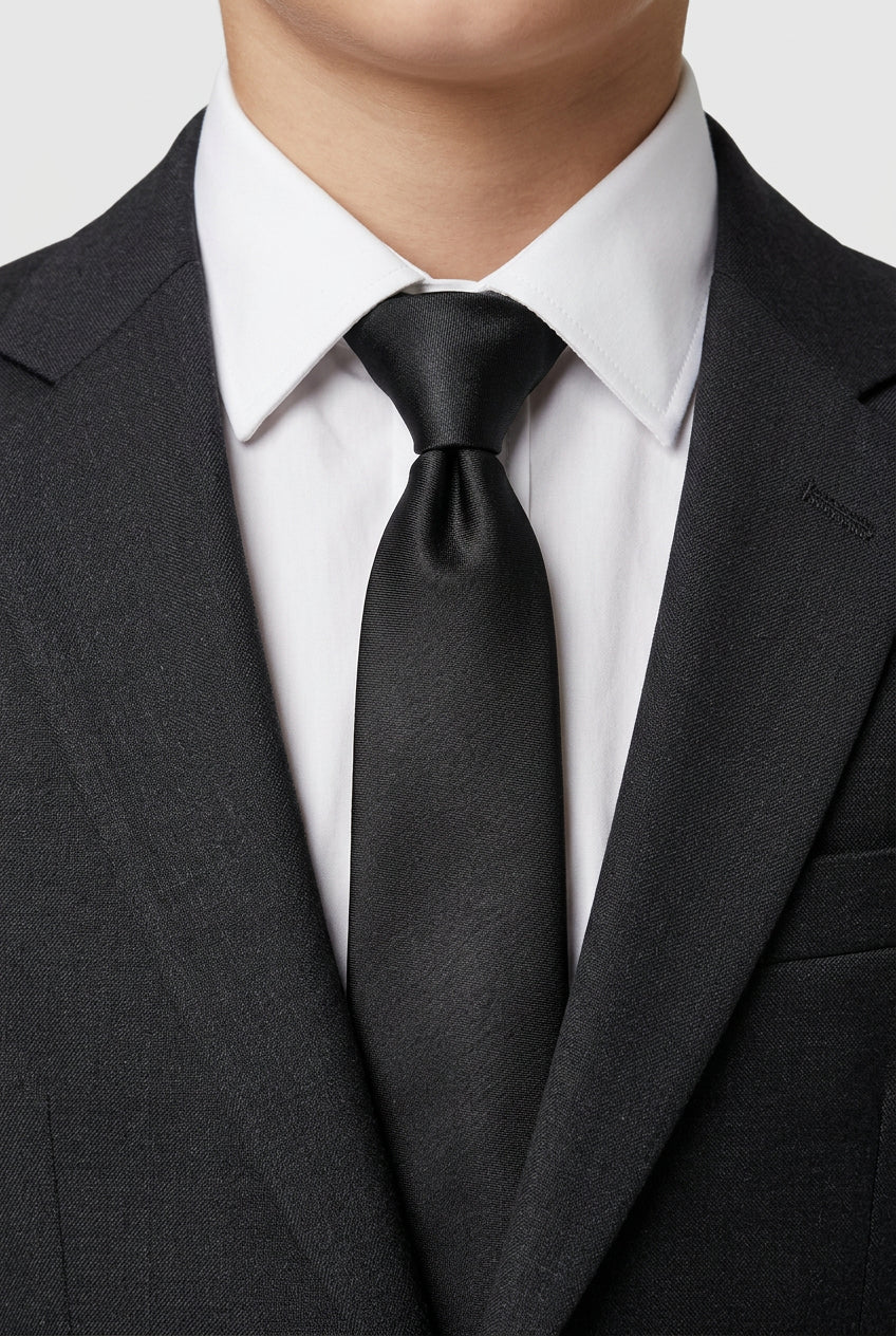 Boys' Slim Pre-Tied Textured Formal Tie - Black