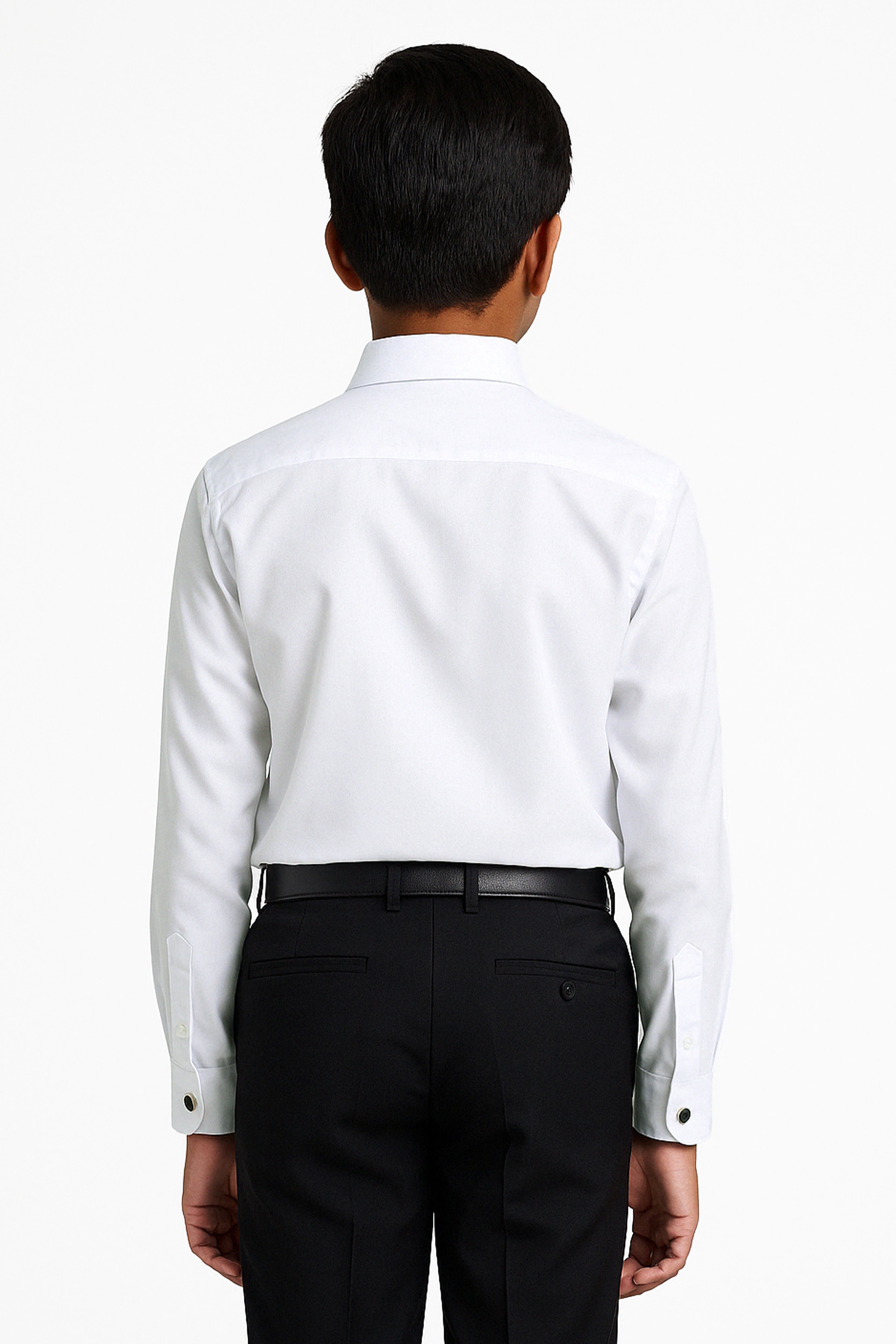 Boys Slim Fit Cufflink Dress Shirt - White Back Picture