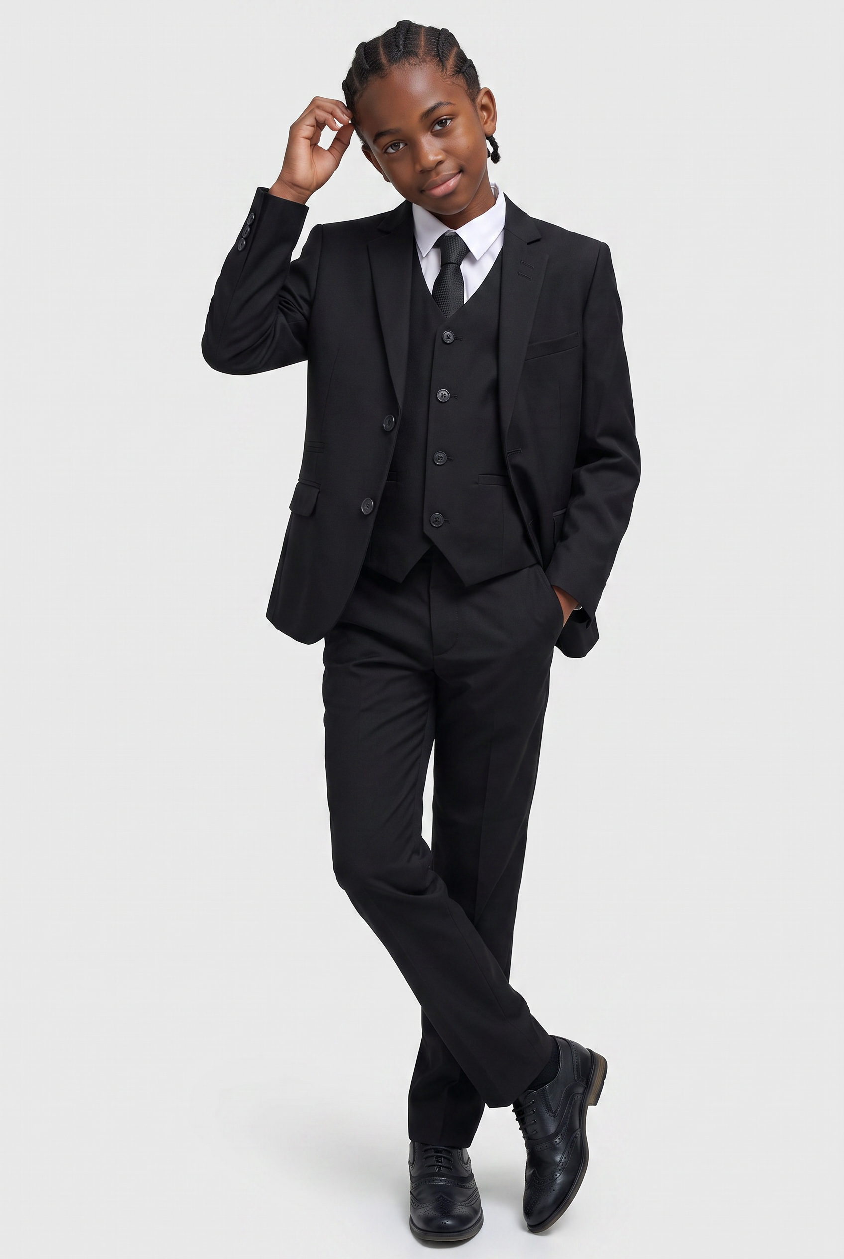 Boys Slim Fit Formal Black Suit - MARCO - Black