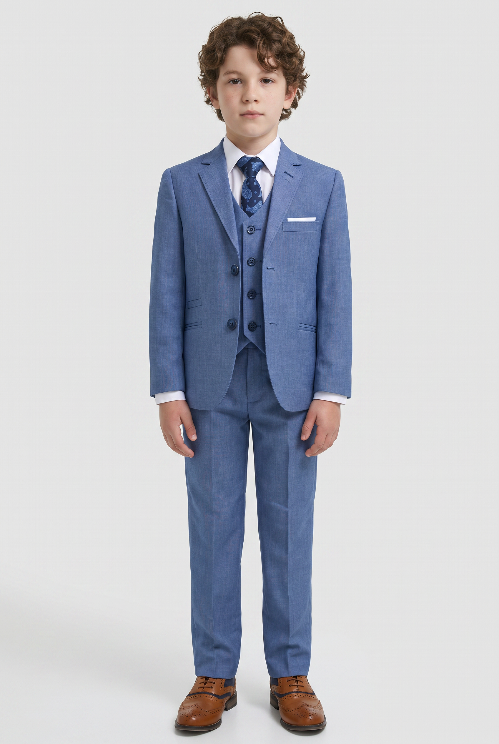 Boys Slim Fit Formal Suit - Blue Jay