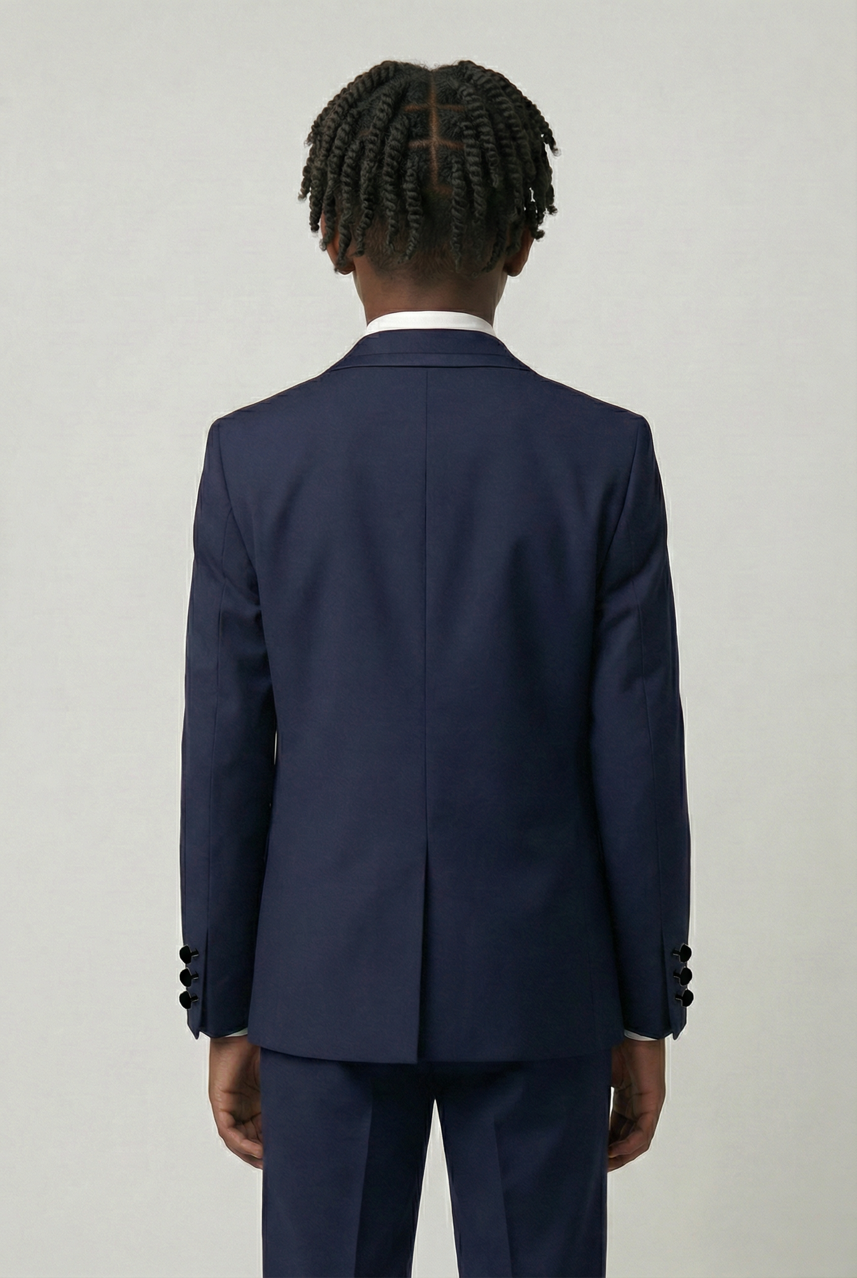 Boys Slim Fit  Piping Tuxedo Dinner Suit Set - Navy Blue