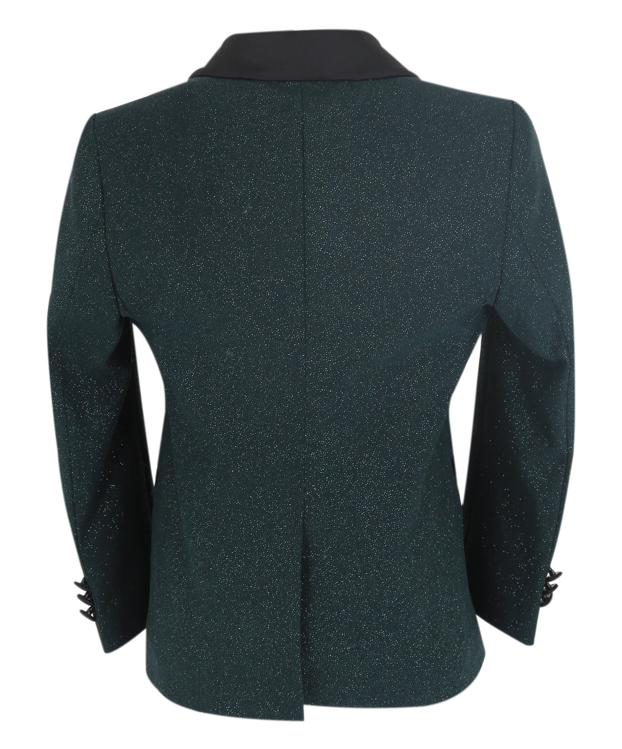Boys Slim Fit Shimmer Tuxedo Suit - Dark Green Jacket Back Picture