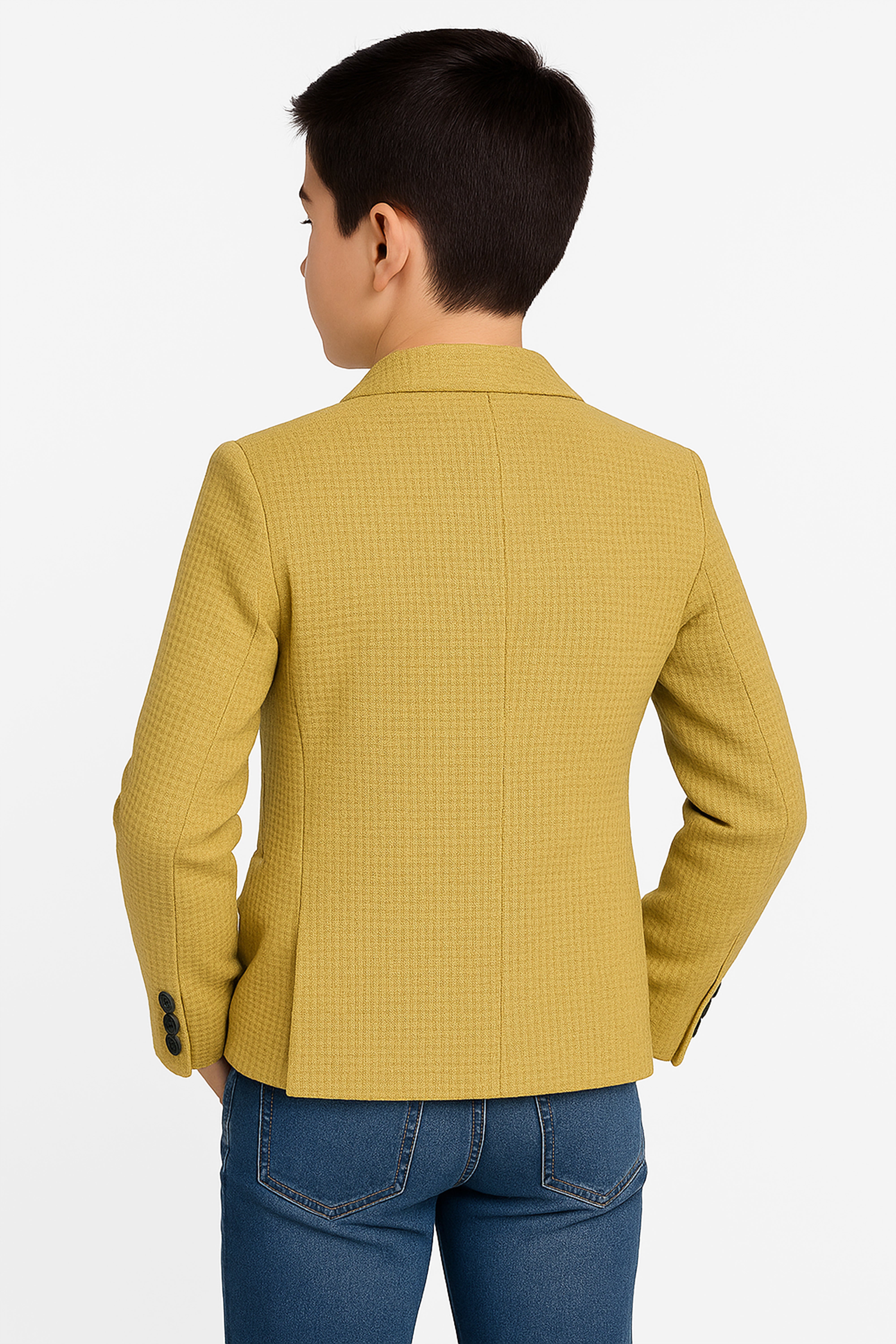 Boys Slim Fit Twill Formal Blazer - TERRY - Mustard Back picture