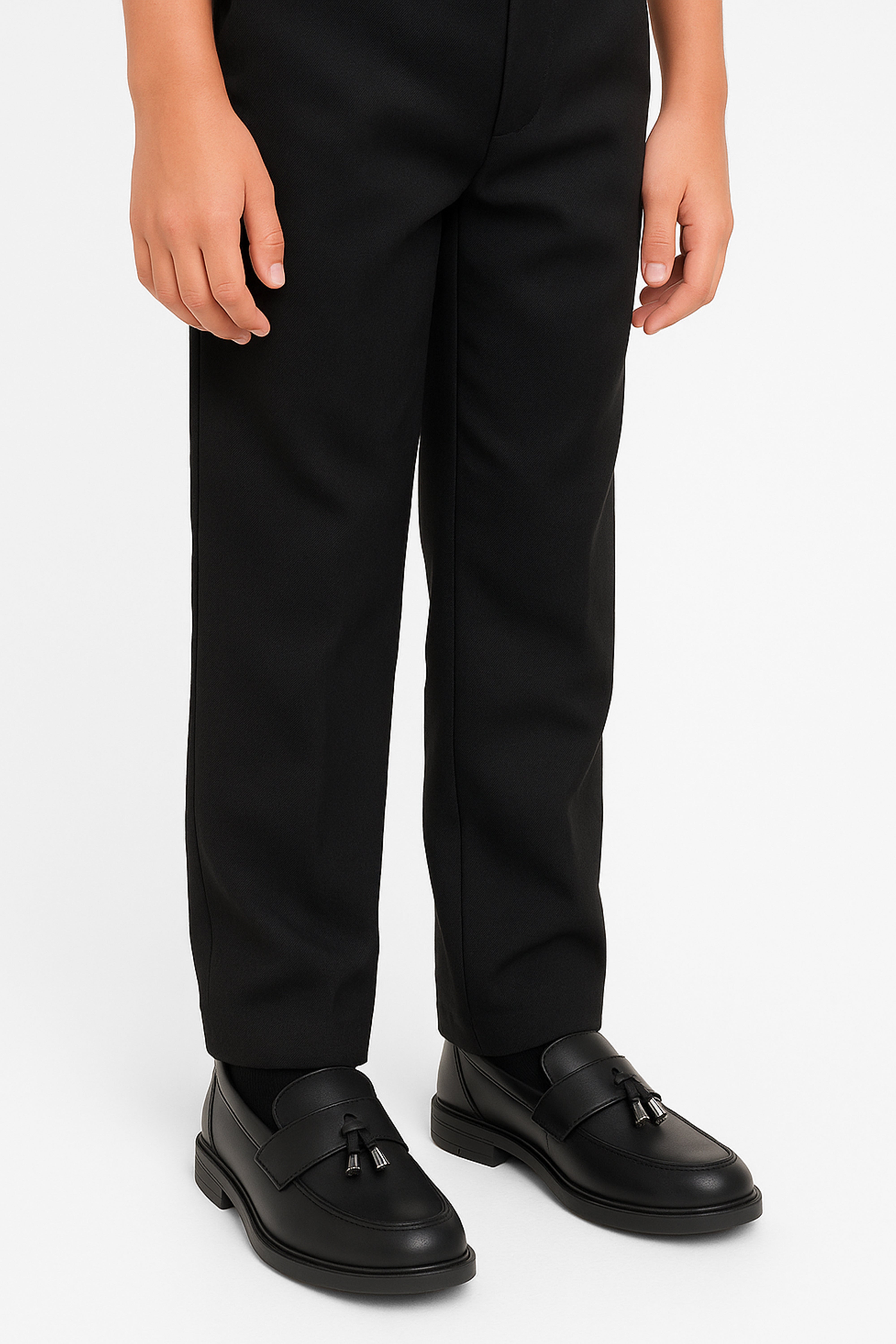 Boys’ Slip On Tassel Loafer Shoes - Toronto - Black Model Picture