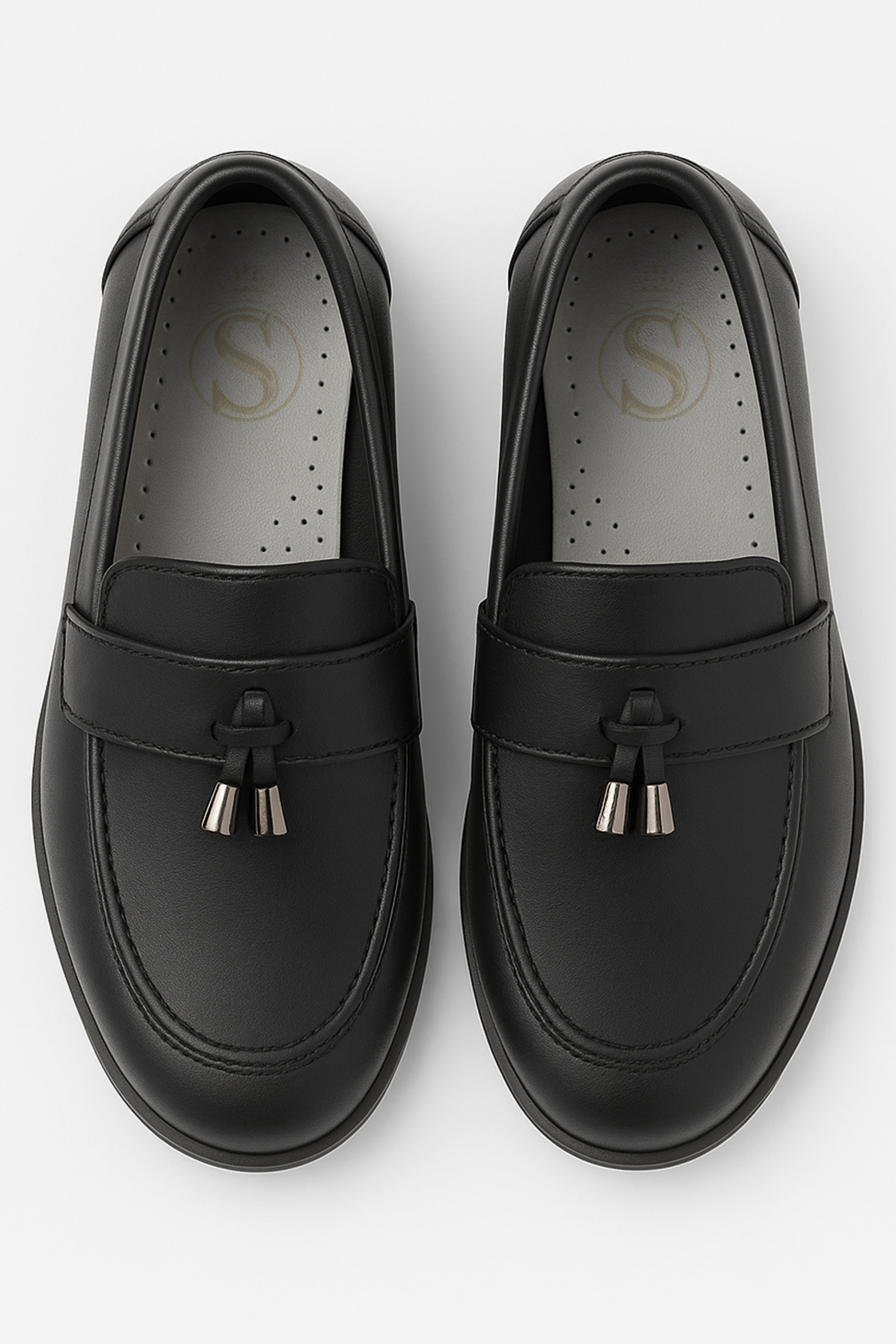 Boys’ Slip On Tassel Loafer Shoes - Toronto - Black Front Picture