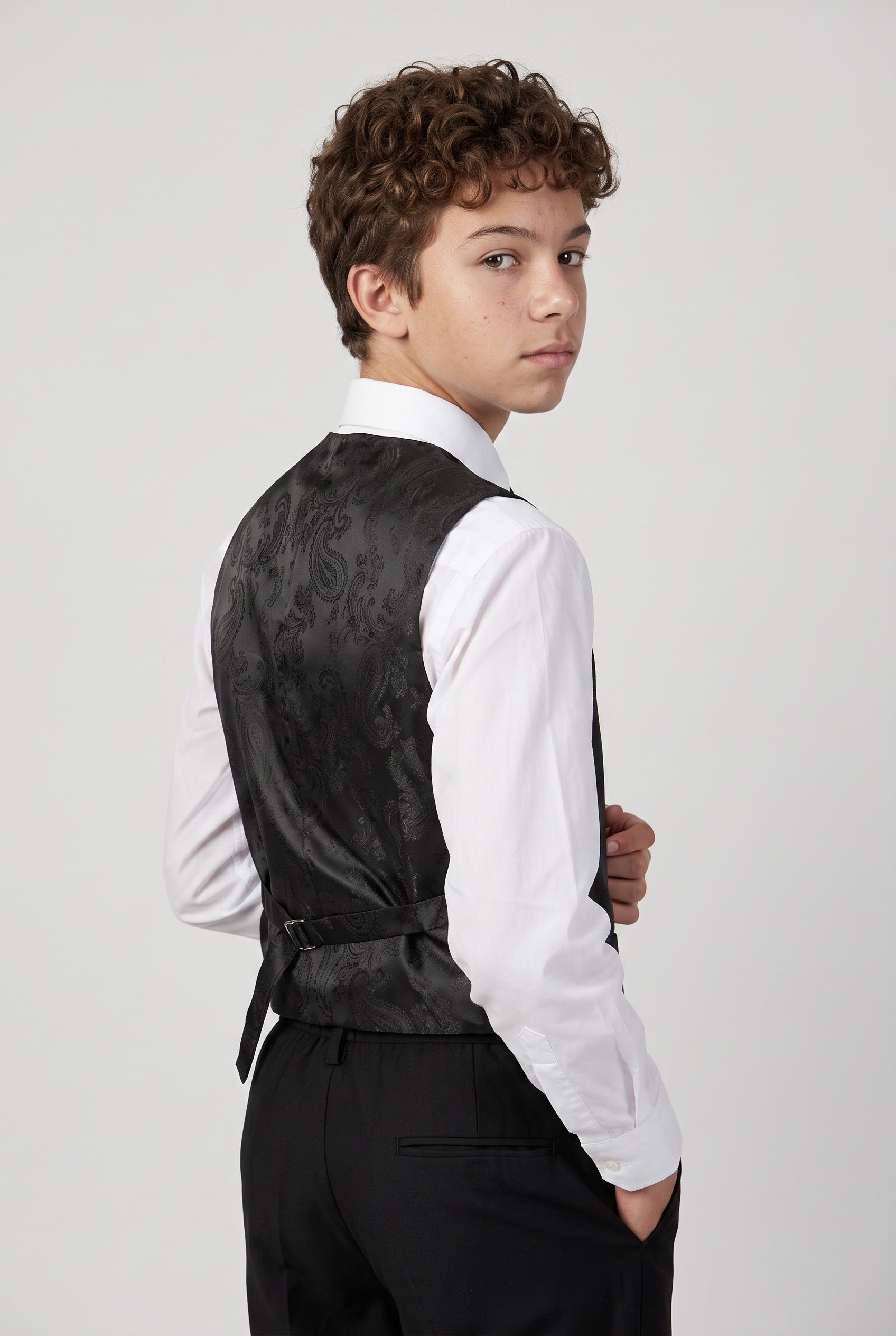 Boys Tailored Fit Black Suit - PARKER - Black