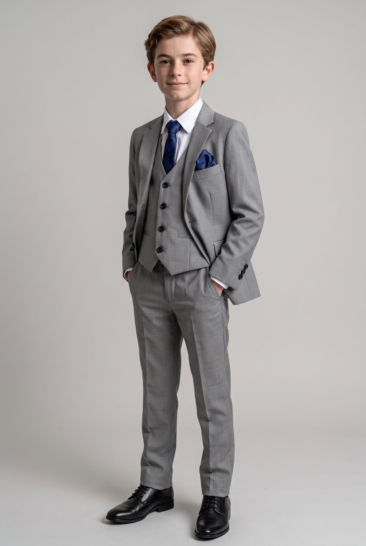 Boys Tailored Fit Black Suit - PARKER - Light Grey