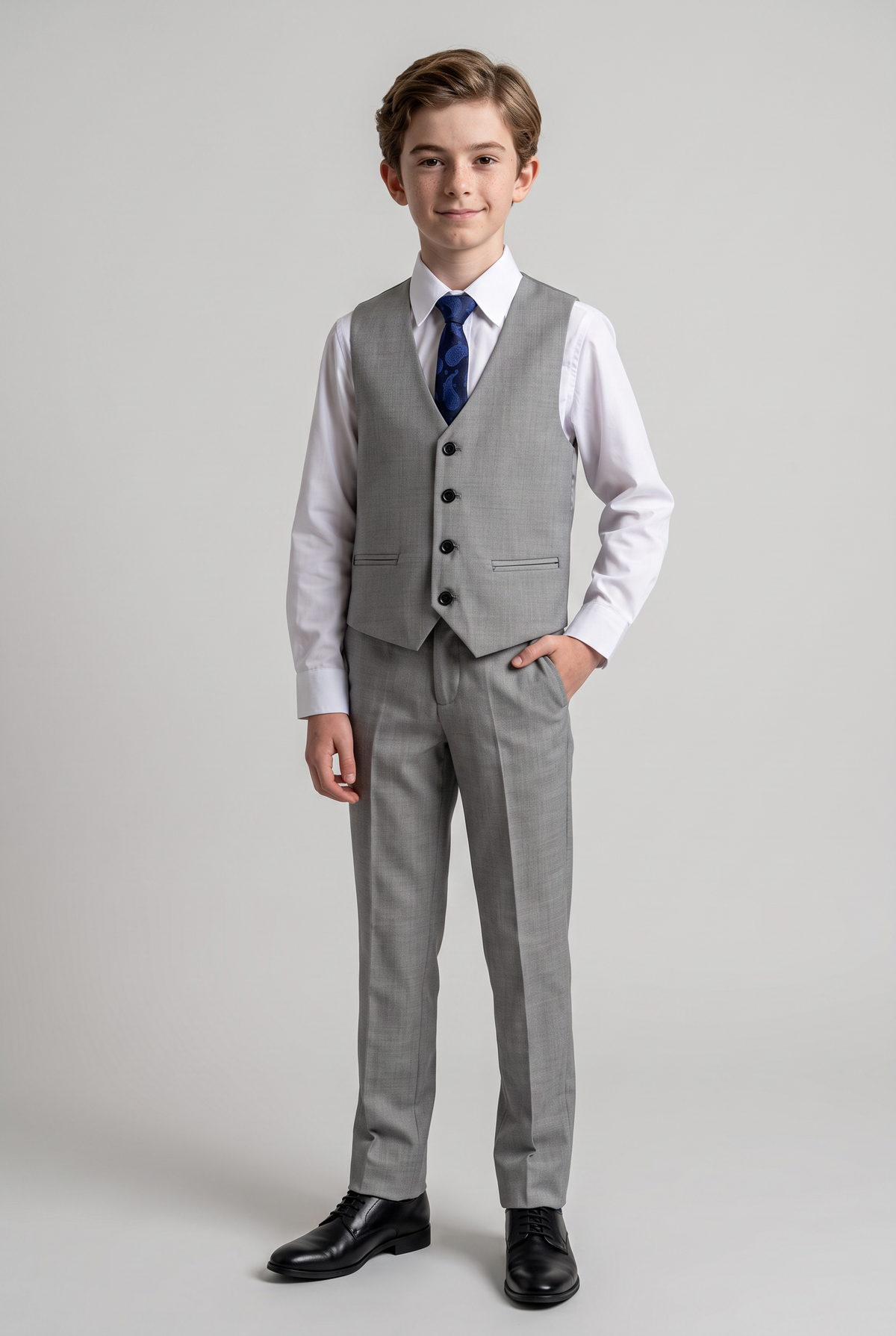 Boys Tailored Fit Black Suit - PARKER - Light Grey