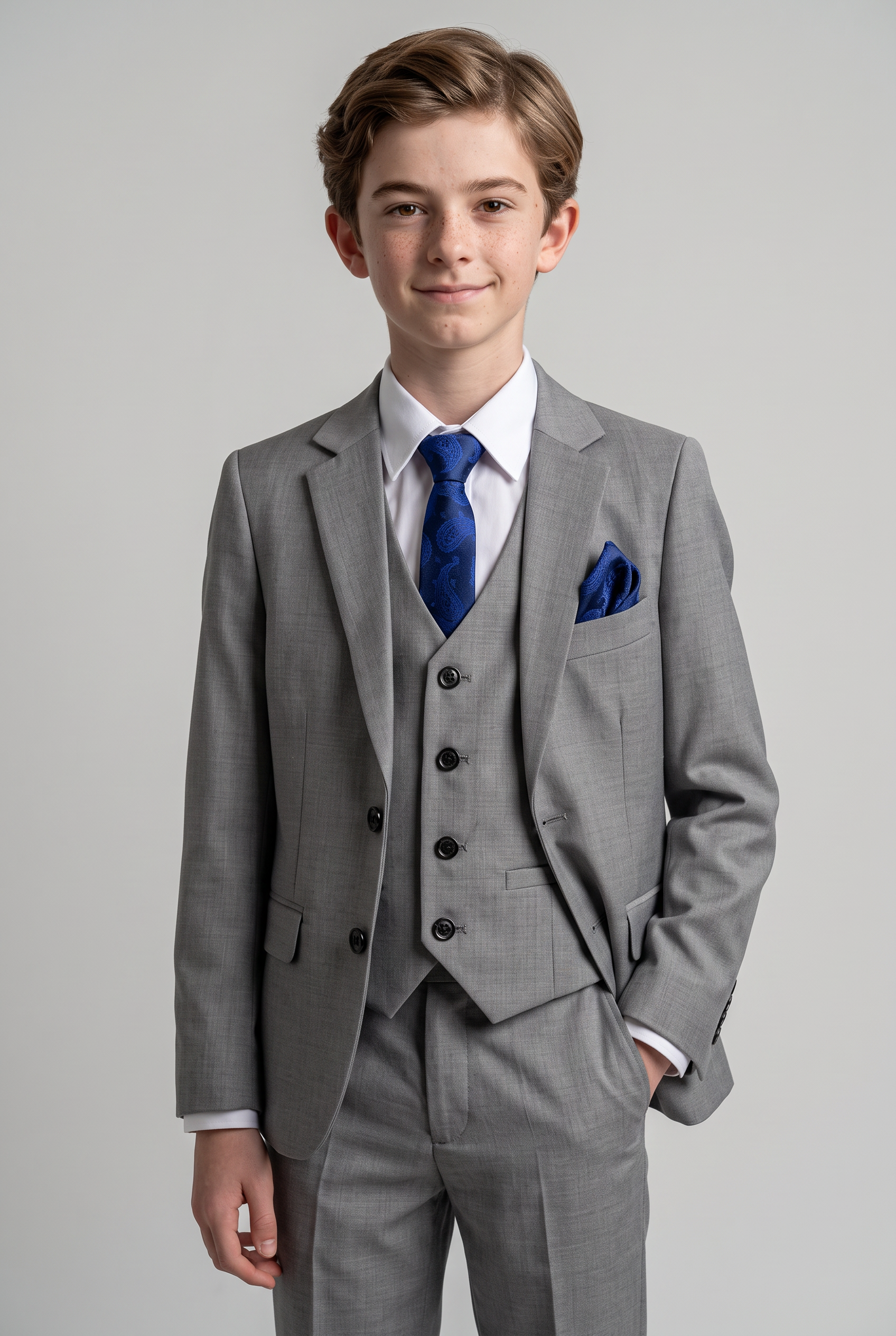 Boys Tailored Fit Black Suit - PARKER - Light Grey