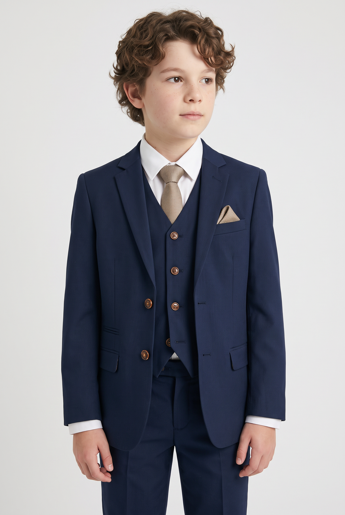 Boys 3-Piece Tailored Fit Blue Suit - Paul Andrew MAYFAIR Navy