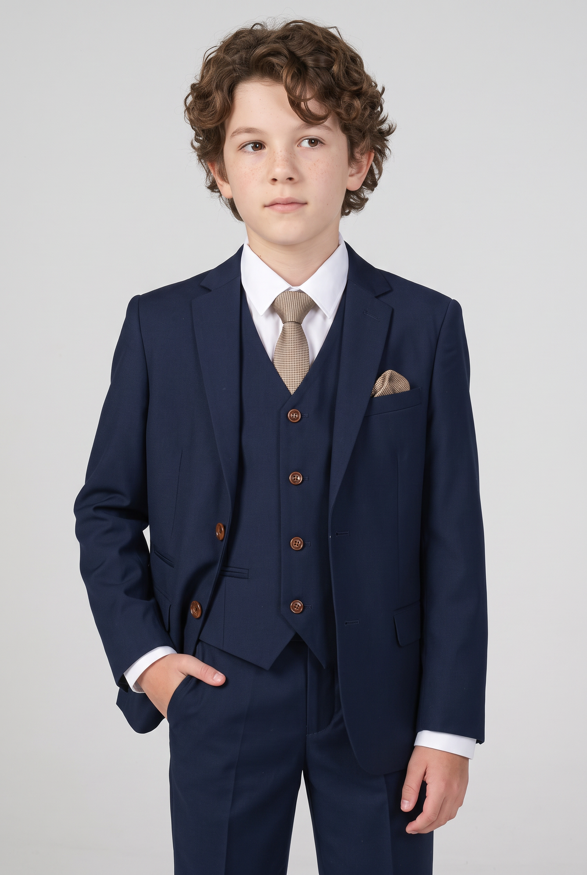Boys 3-Piece Tailored Fit Blue Suit - Paul Andrew MAYFAIR Navy