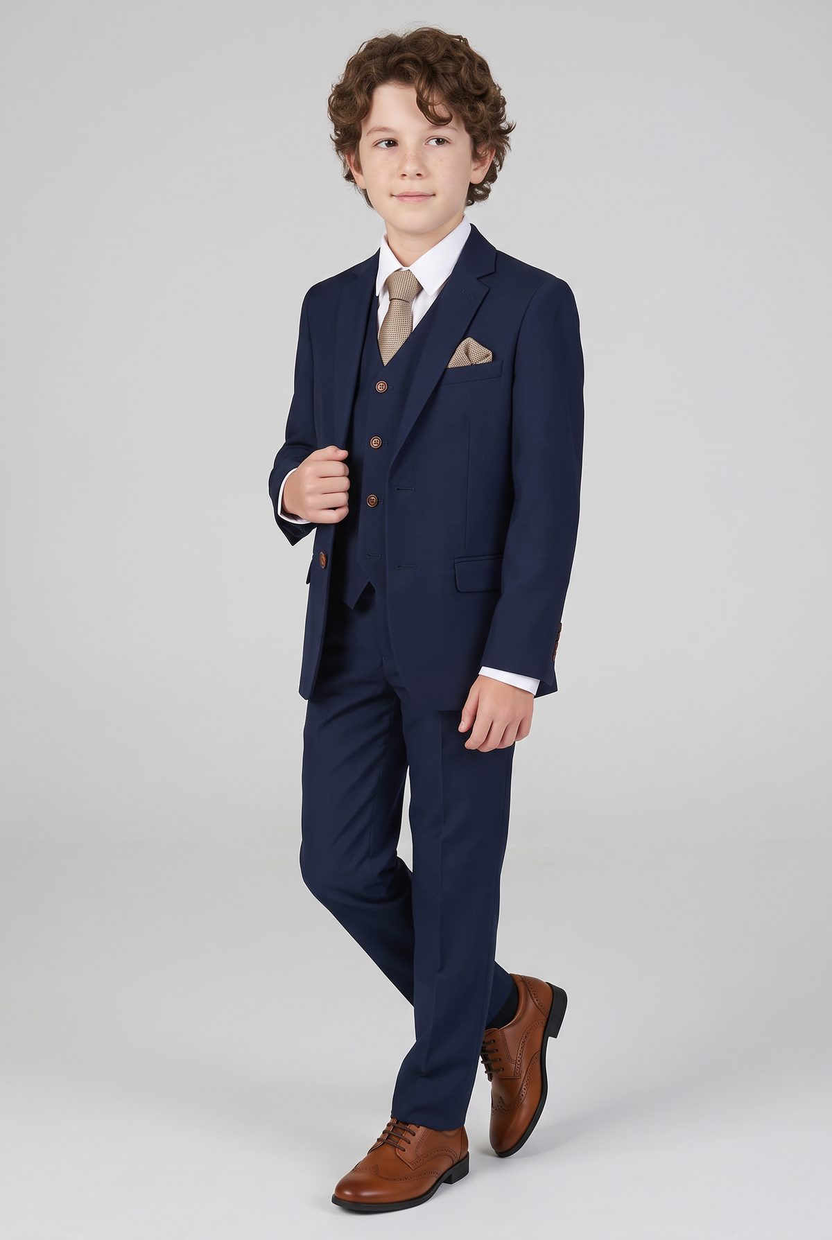 Boys 3-Piece Tailored Fit Blue Suit - Paul Andrew MAYFAIR Navy