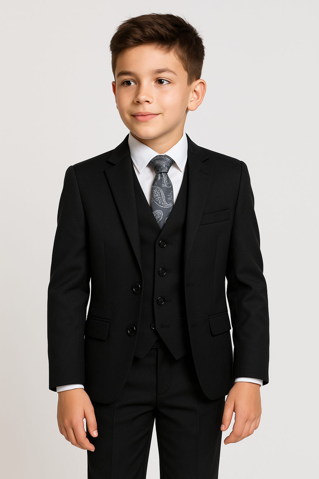 Boys Tailored Fit Formal Suit - Black