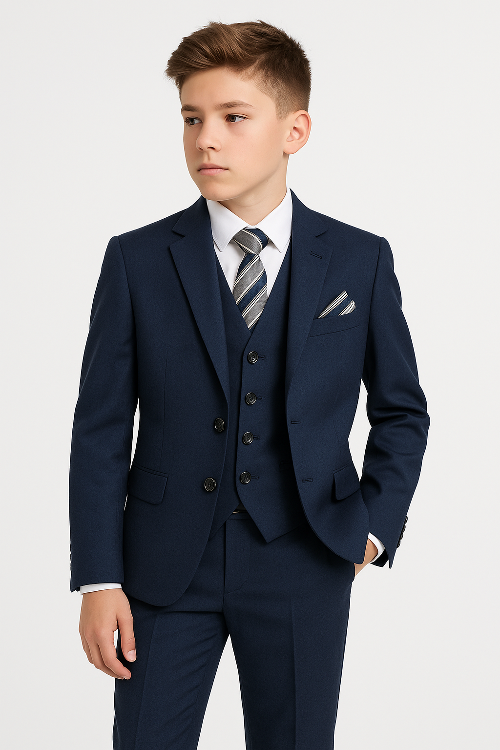 Boys Tailored Fit Formal Suit - LANDON - Navy Blue