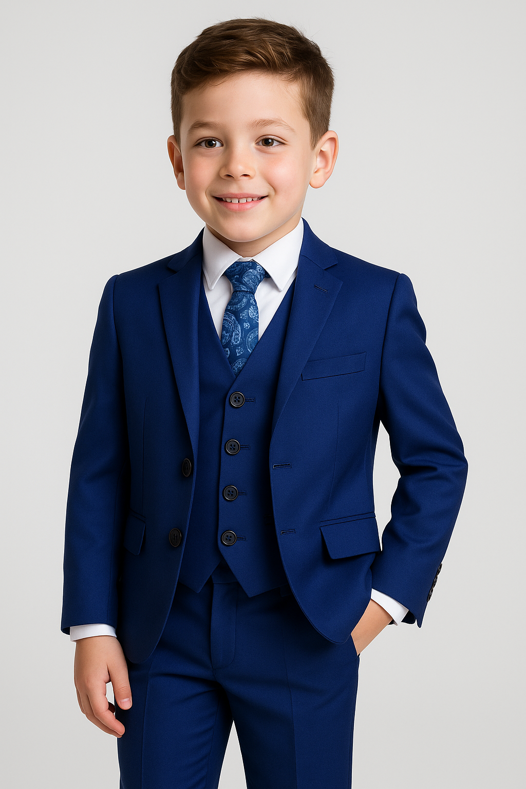 Boys Tailored Fit Formal Suit - Parliament Blue