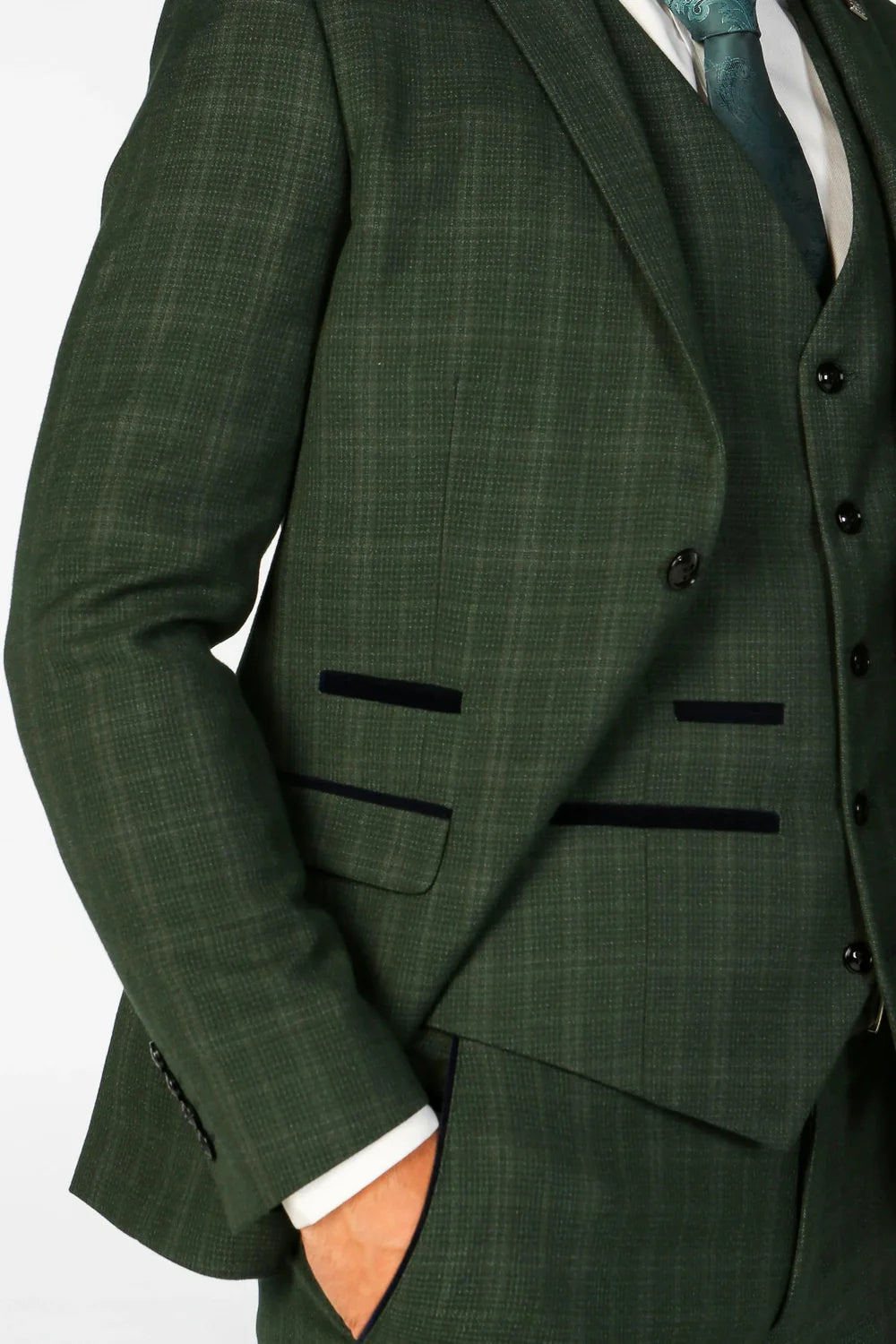 Boys’ Tailored Fit Tweed Check Suit – LEO - Green