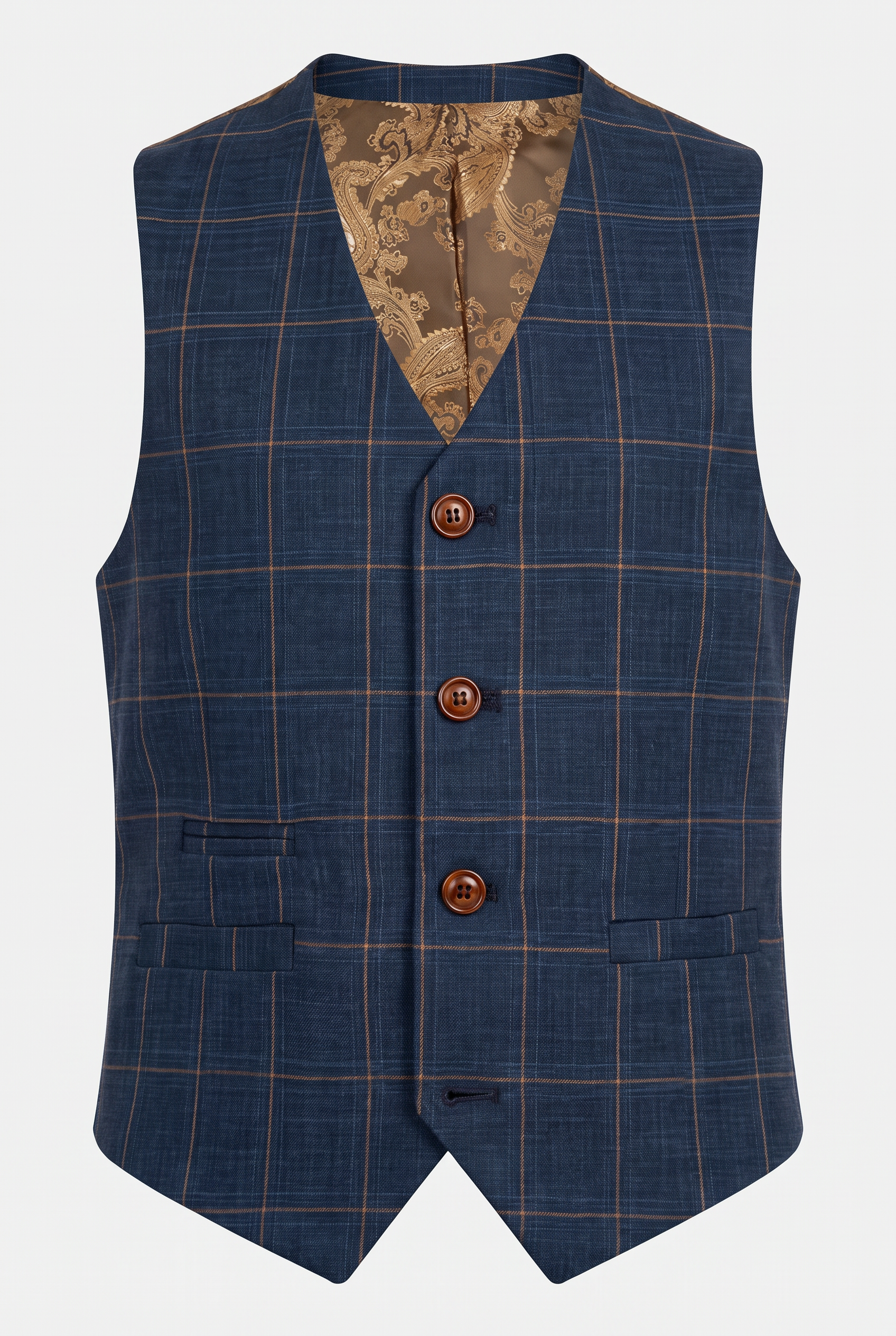 Boys' Tailored Fit Windowpane Check Suit - Cornflower Blue