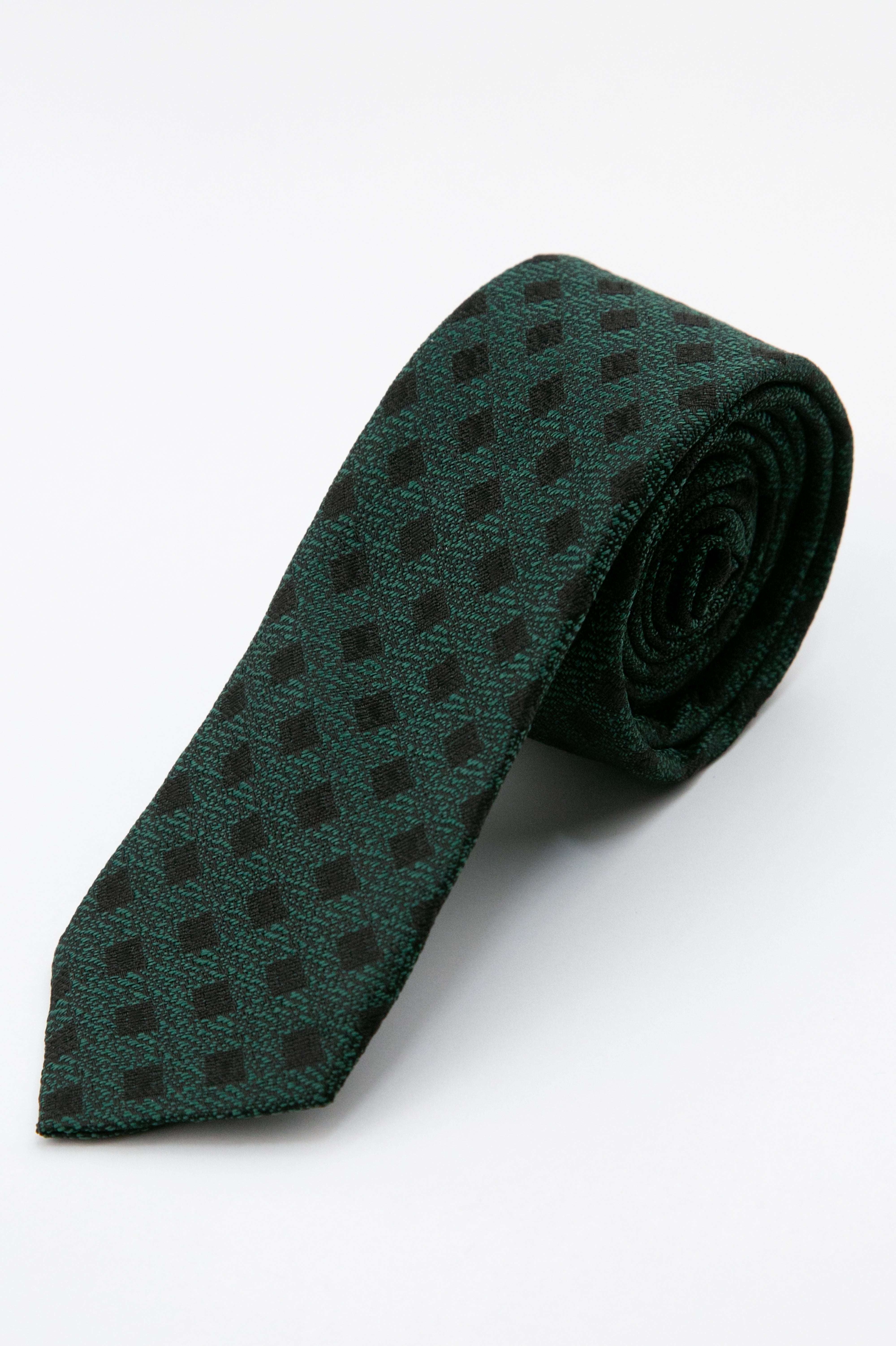 Boys’ Textured Diamond Slim Tie & Hanky Set - Sage Green Tie Picture