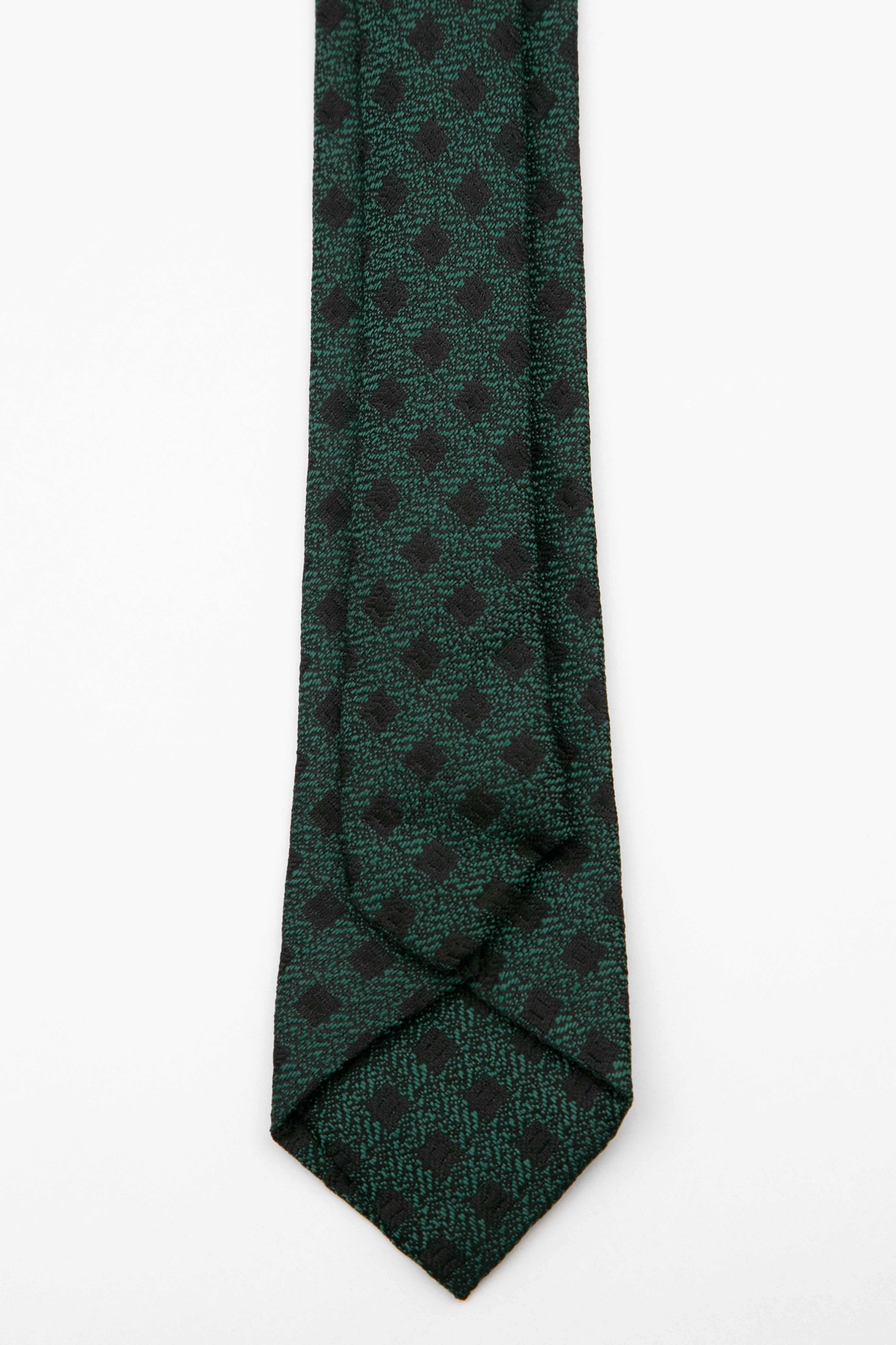 Boys’ Textured Diamond Slim Tie & Hanky Set - Sage Green Back Picture