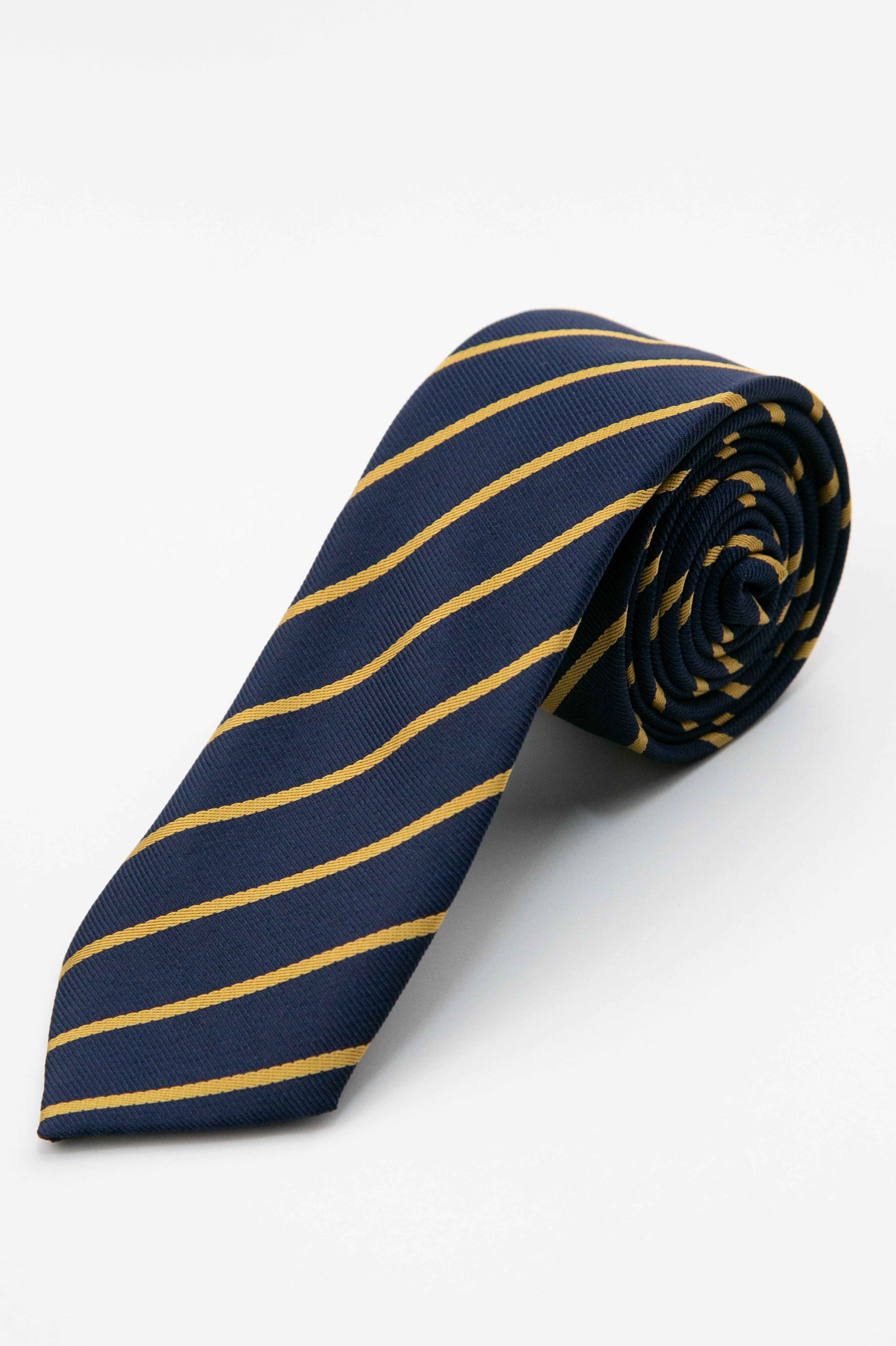 Boys’ Textured Striped Slim Tie & Pocket Square Set - Navy Tie Picture