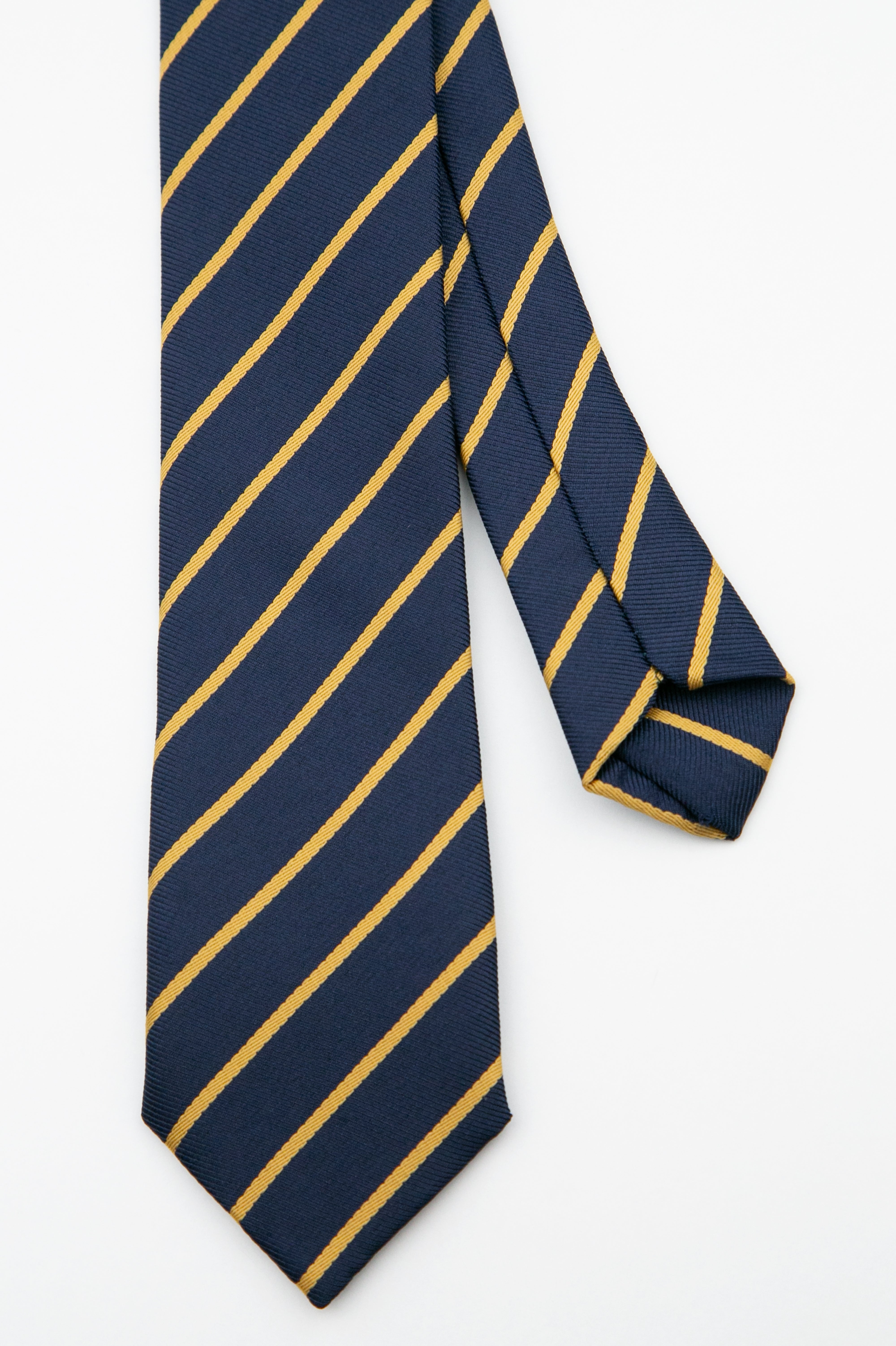 Boys’ Textured Striped Slim Tie & Pocket Square Set - Navy Front and Picture