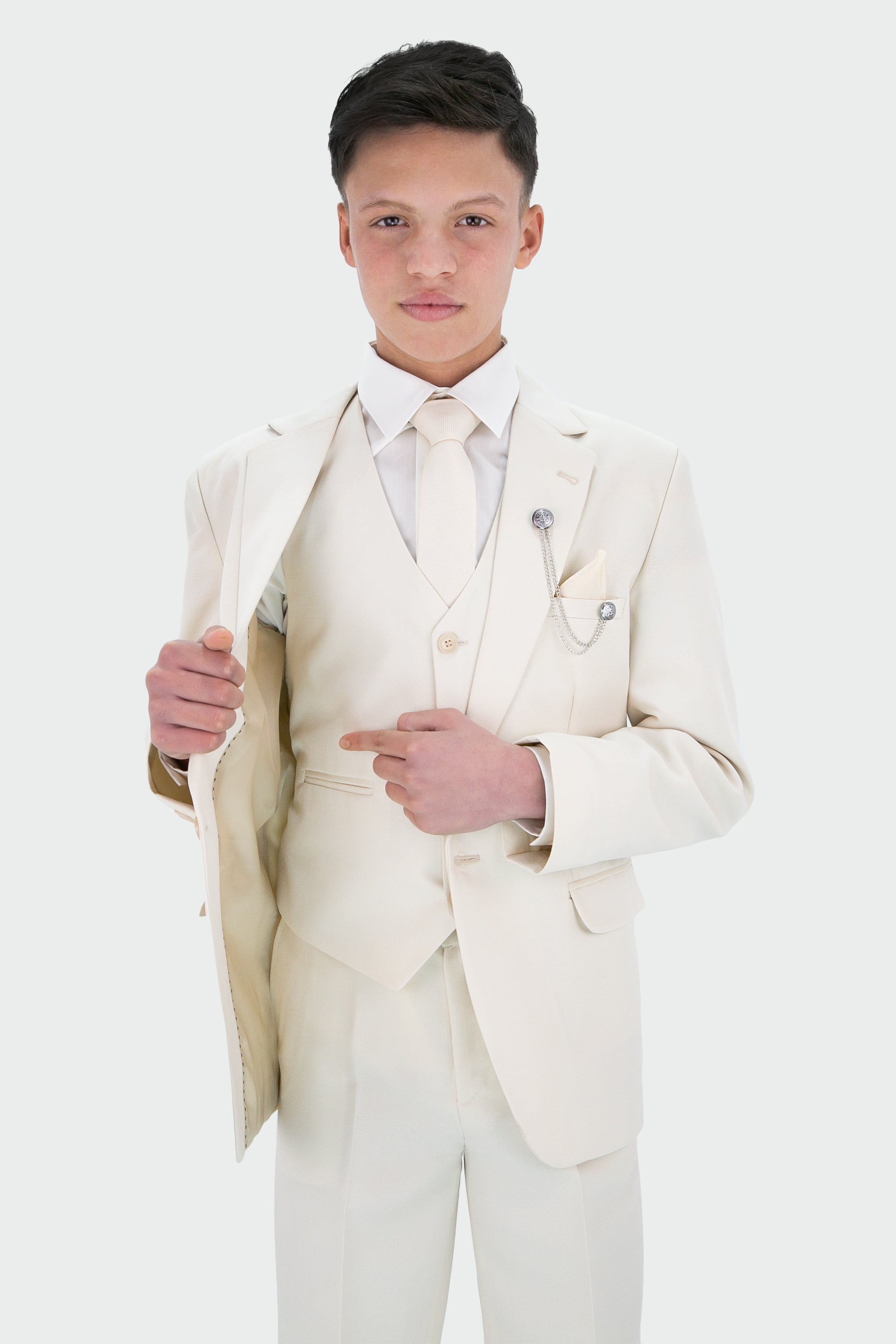 Boys Textured 8-Piece Formal Suit, Pageboy Wedding Communion Slim Fit Set Linning Picture