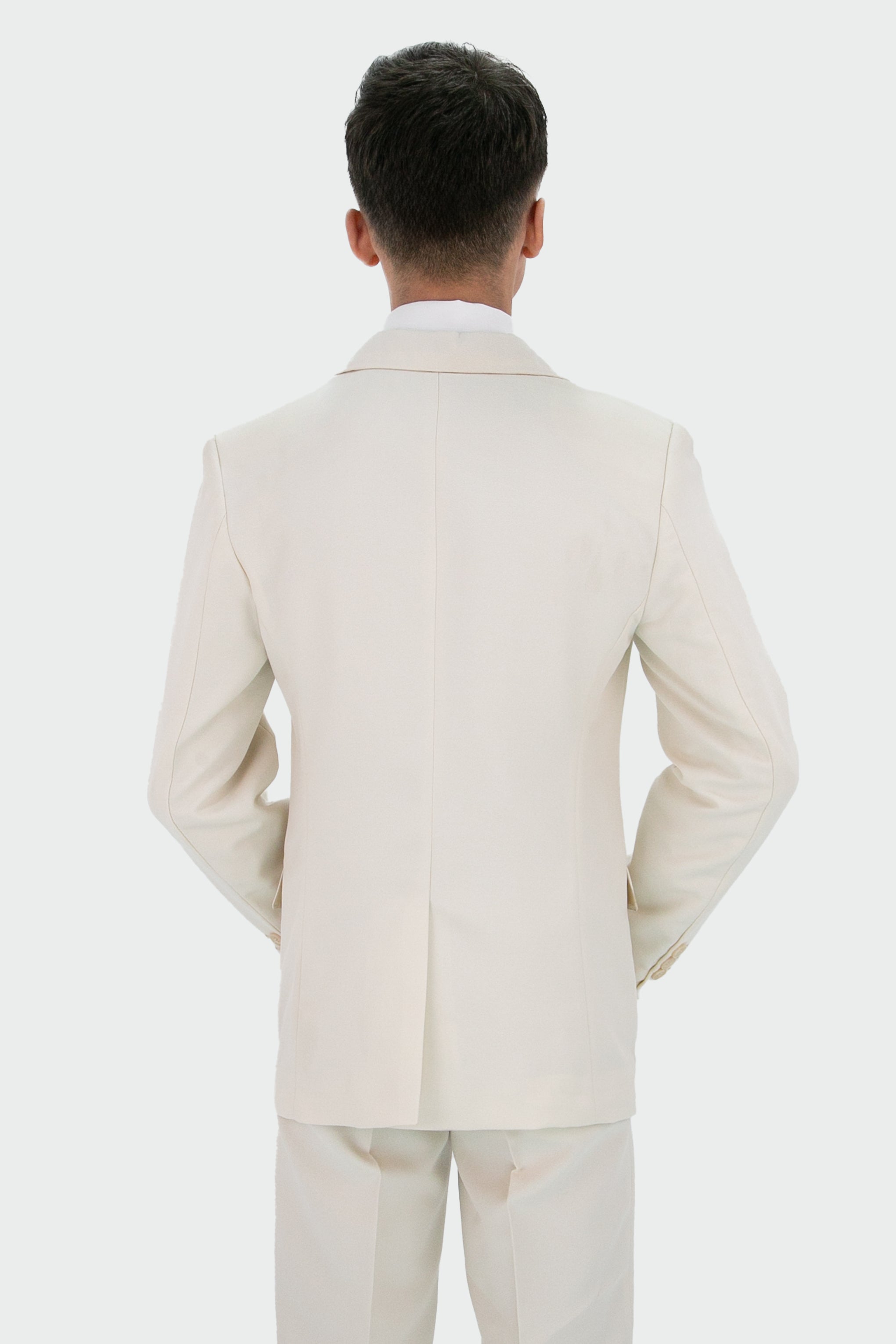 Boys Textured 8-Piece Formal Suit, Pageboy Wedding Communion Slim Fit Set Jacket Back Picture
