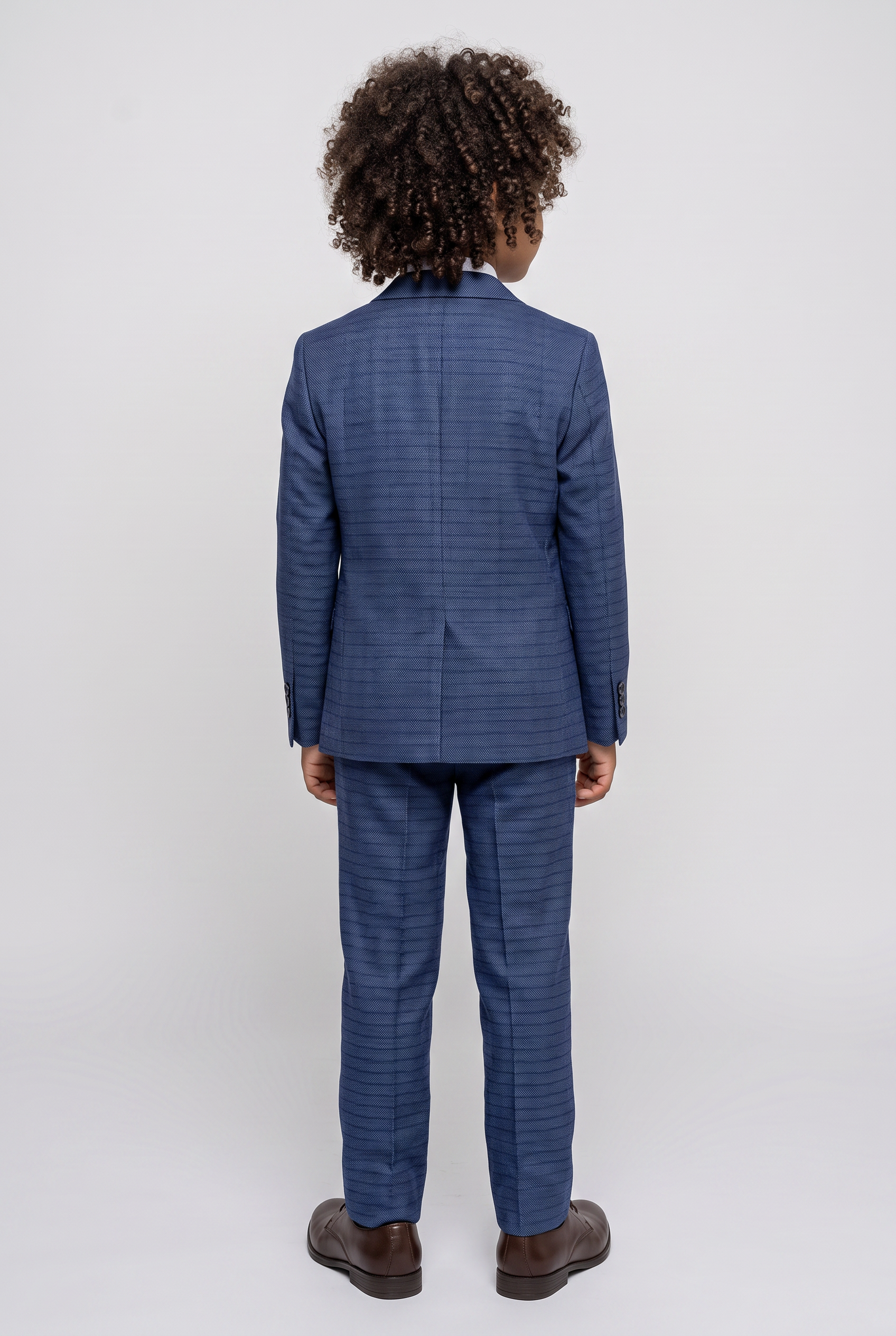 Boys Textured Check Suit - Joseph Blue - Blue