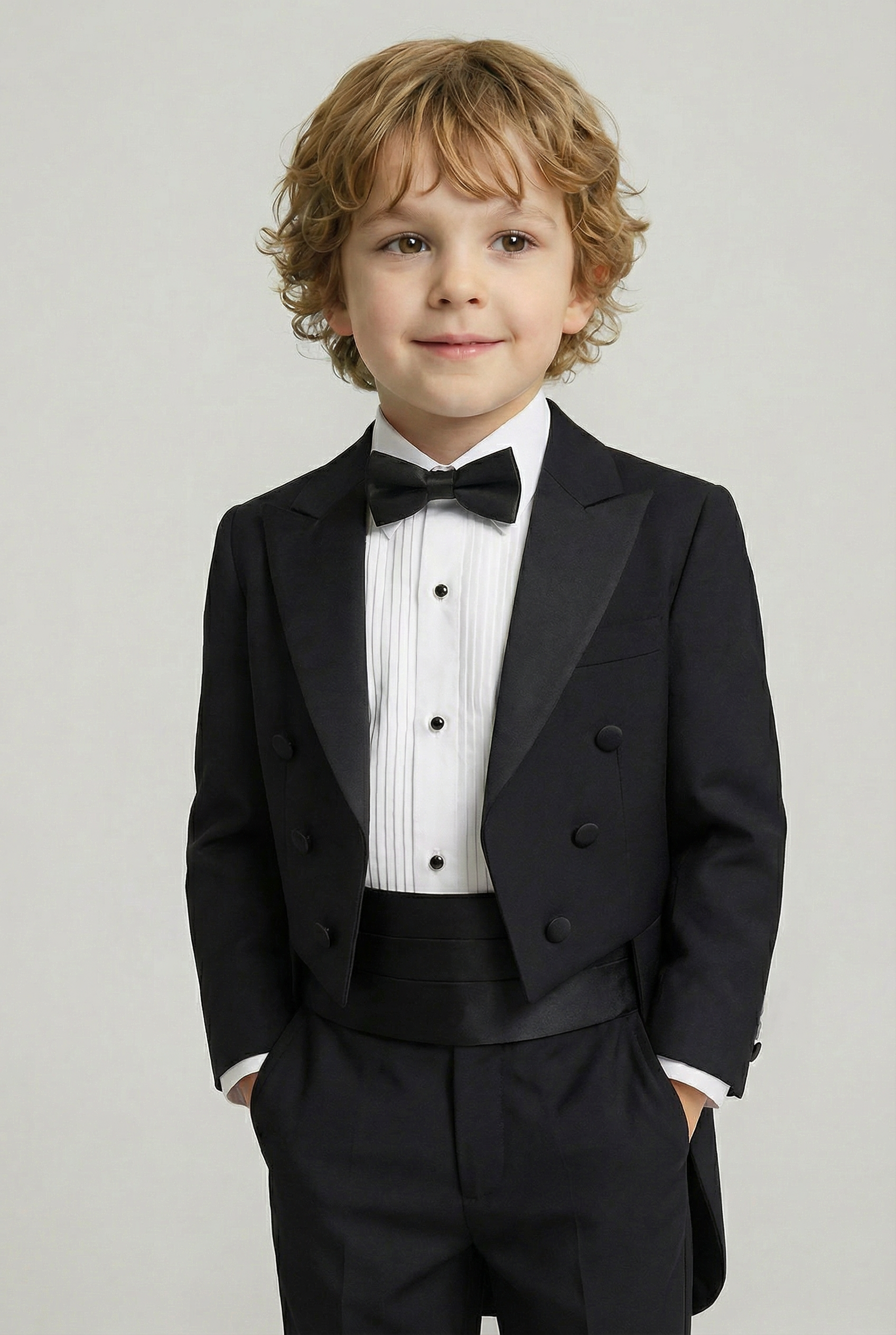 Boys Tuxedo Tail Suit - Black Model Picture
