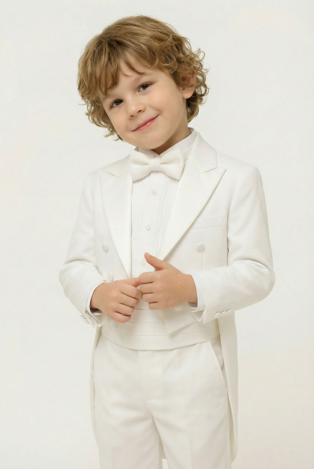 Boys Tuxedo Tail Suit - Ivory