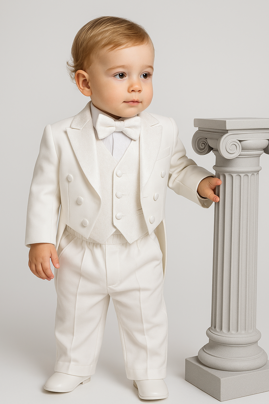 Boys Tuxedo Tail Suit Set - Ivory