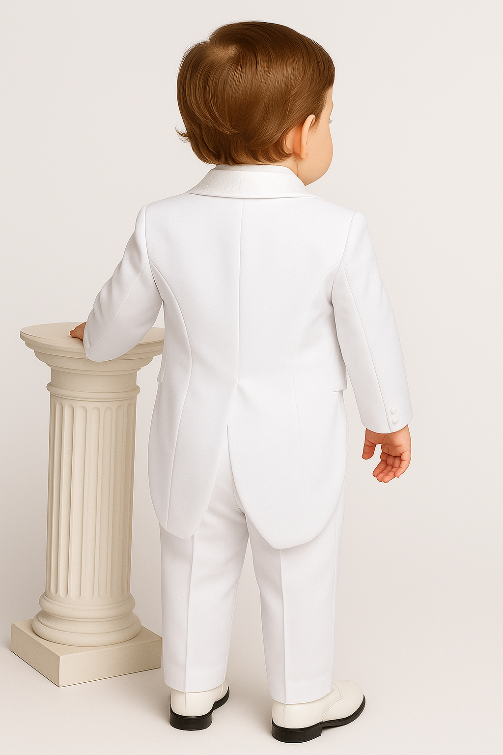 Boys Tuxedo Tail Suit Set - White